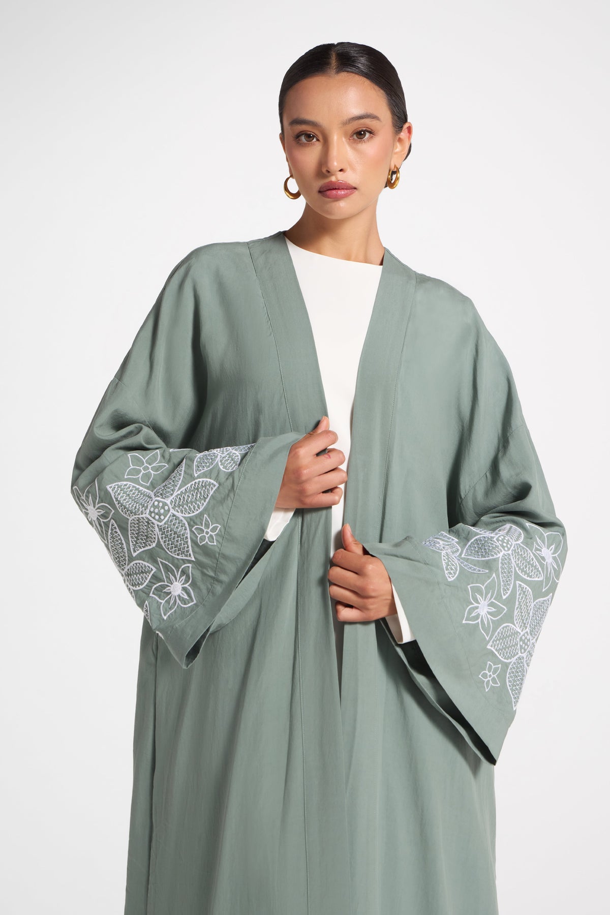 Embroidered Abaya - Sea Cloud Abaya Veiled 