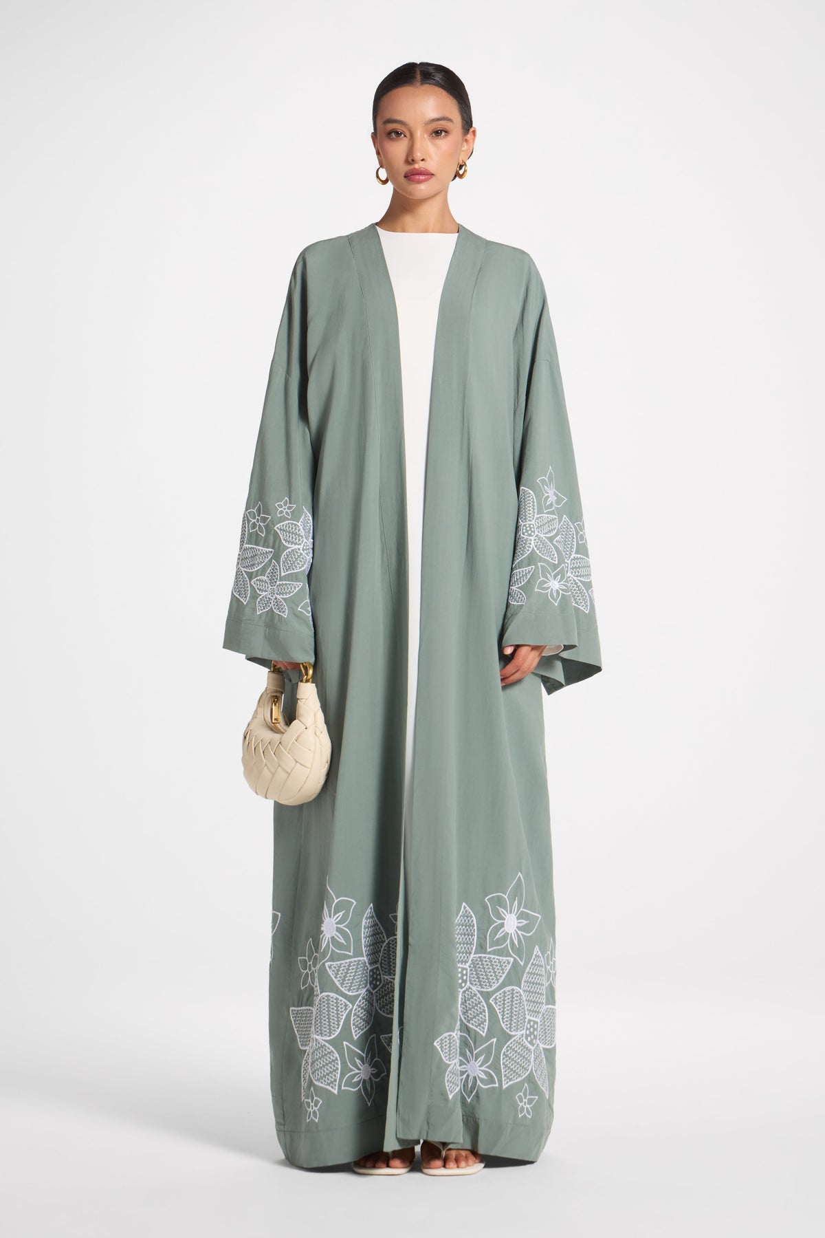 Embroidered Abaya - Sea Cloud Abaya Veiled 