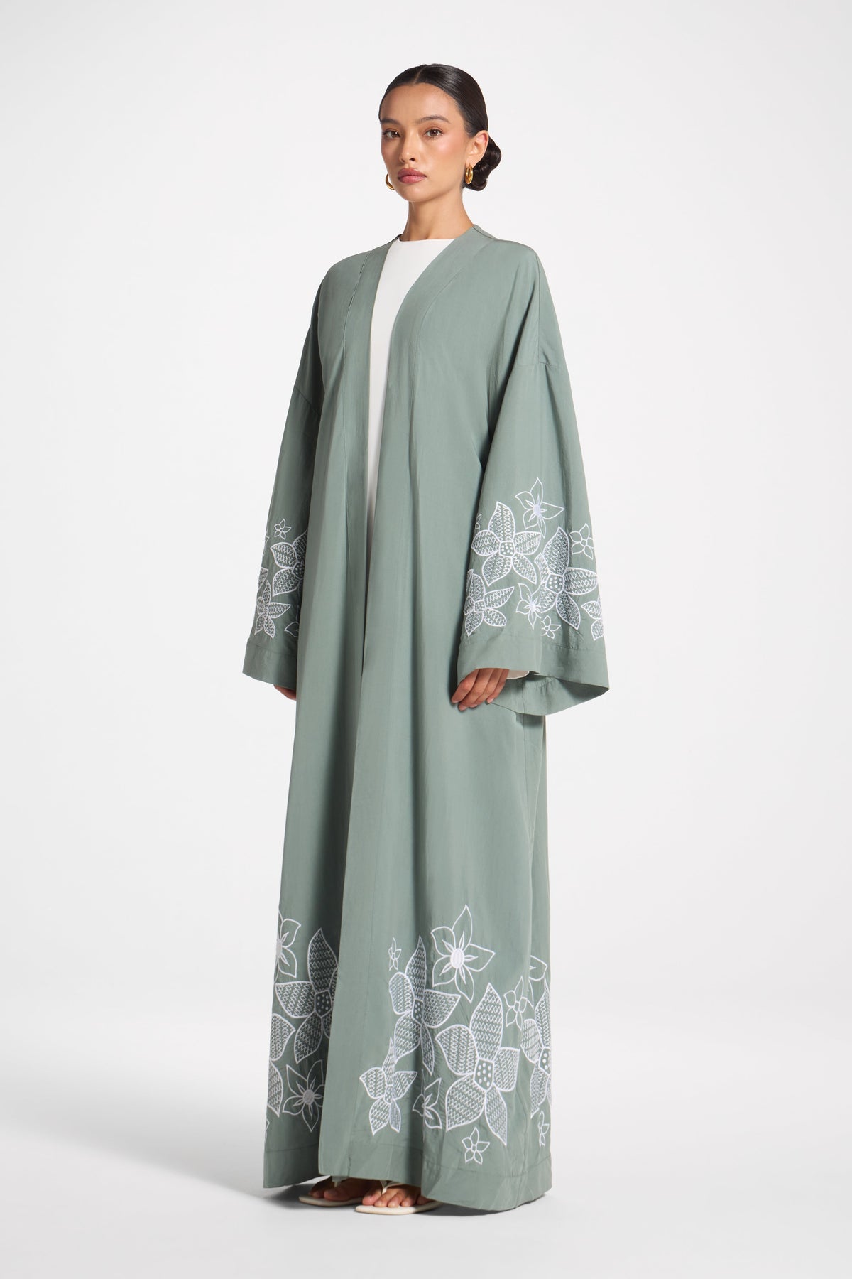 Embroidered Abaya - Sea Cloud Abaya Veiled 