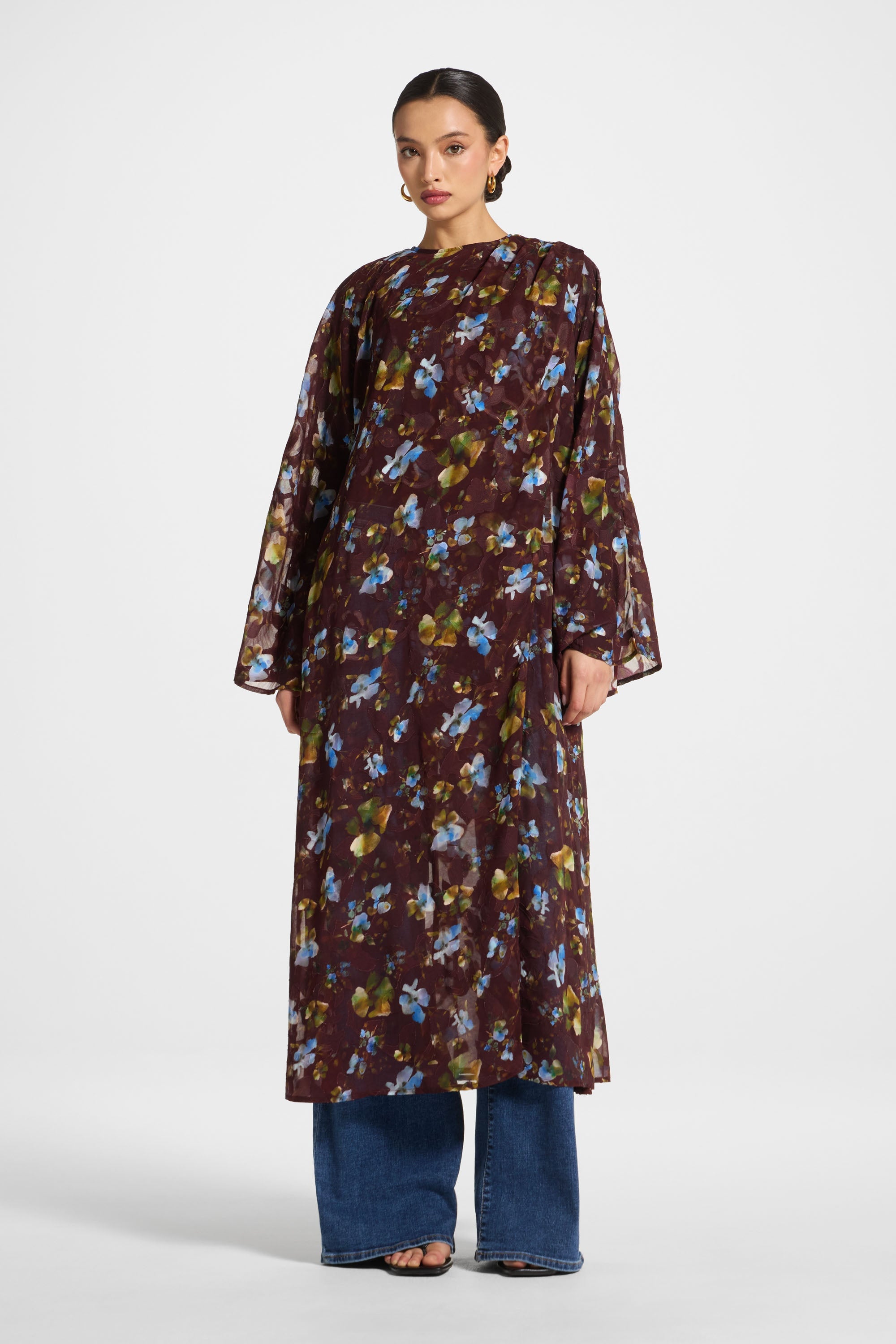 Embroidered Maxi Top - Chocolate Plum Abayas Veiled 