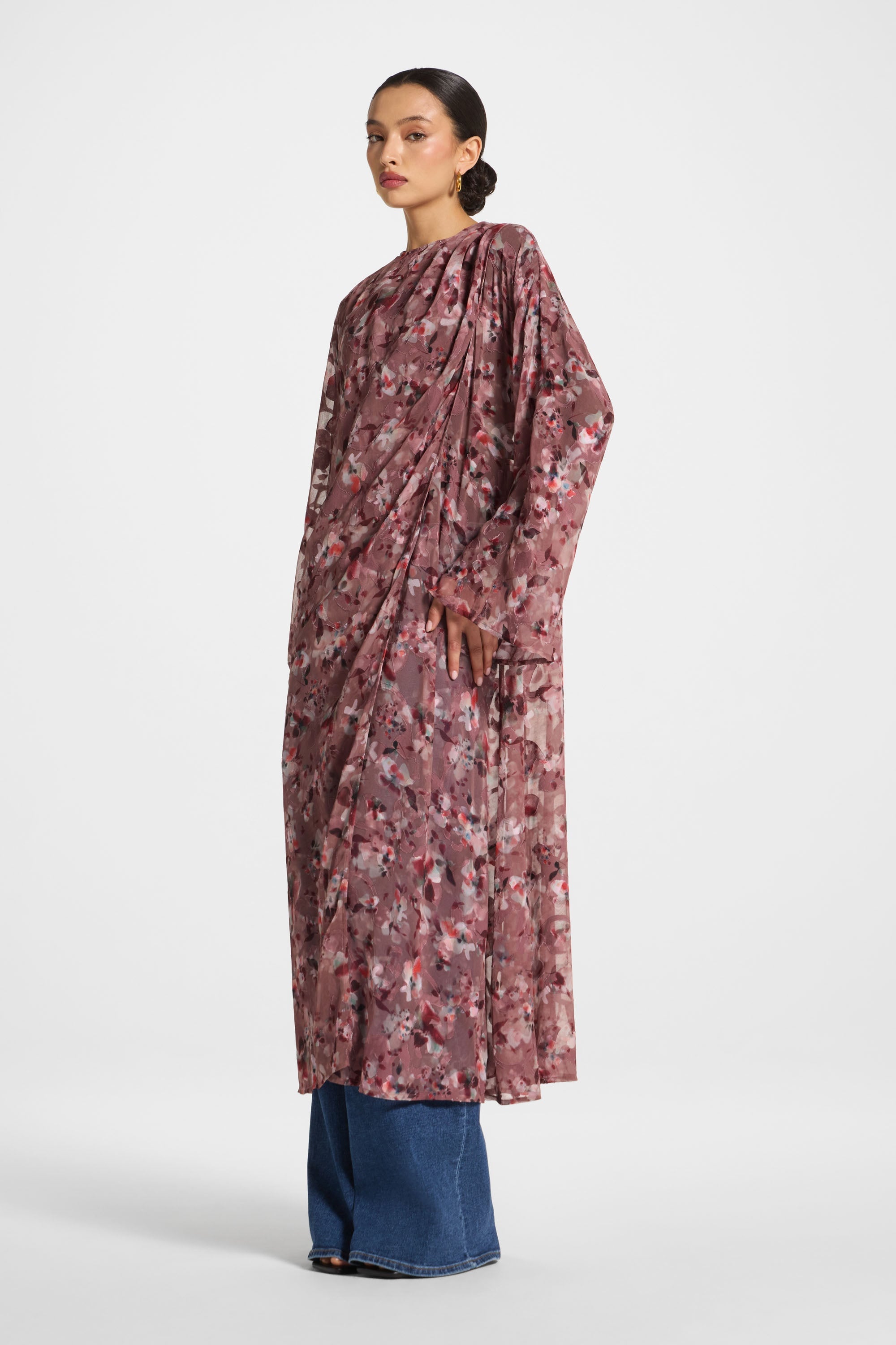 Embroidered Maxi Top - Desert Mauve Abayas Veiled 