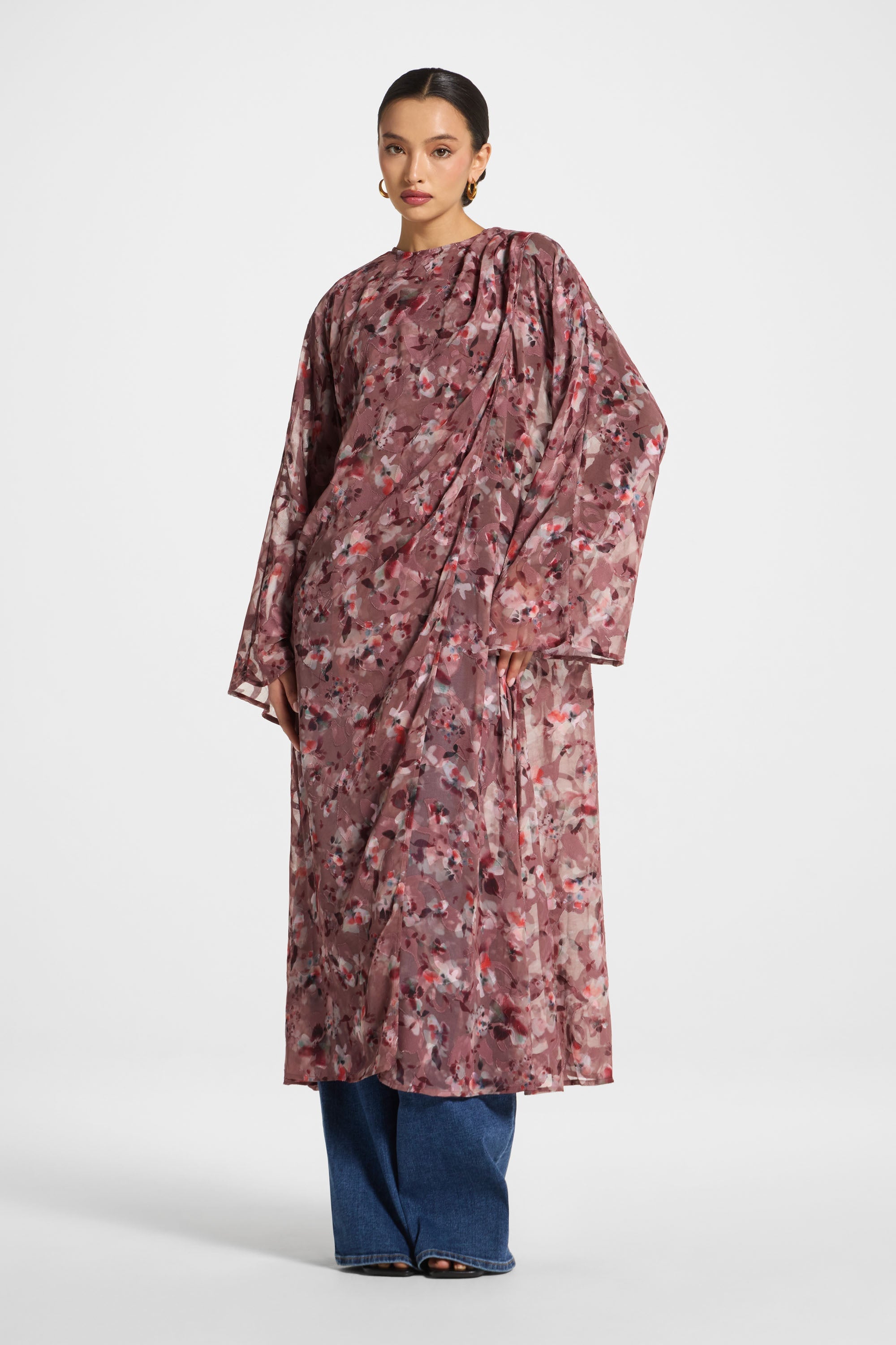 Embroidered Maxi Top - Desert Mauve Abayas Veiled 