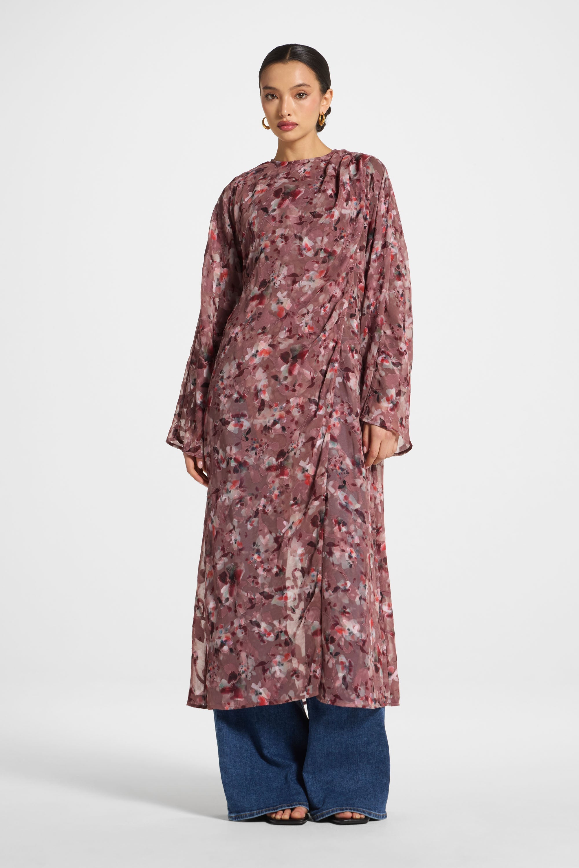 Embroidered Maxi Top - Desert Mauve Abayas Veiled 