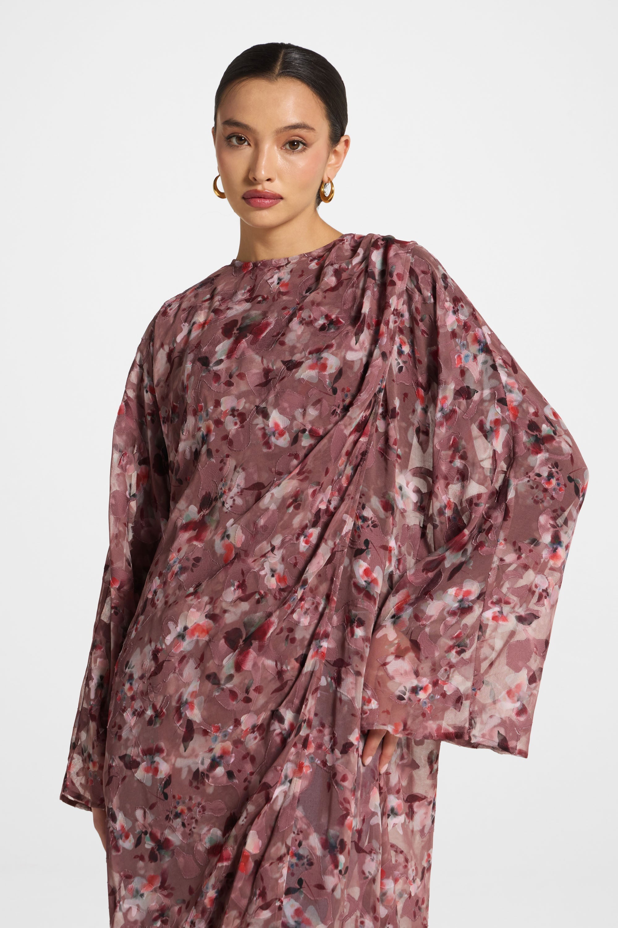 Embroidered Maxi Top - Desert Mauve Abayas Veiled 