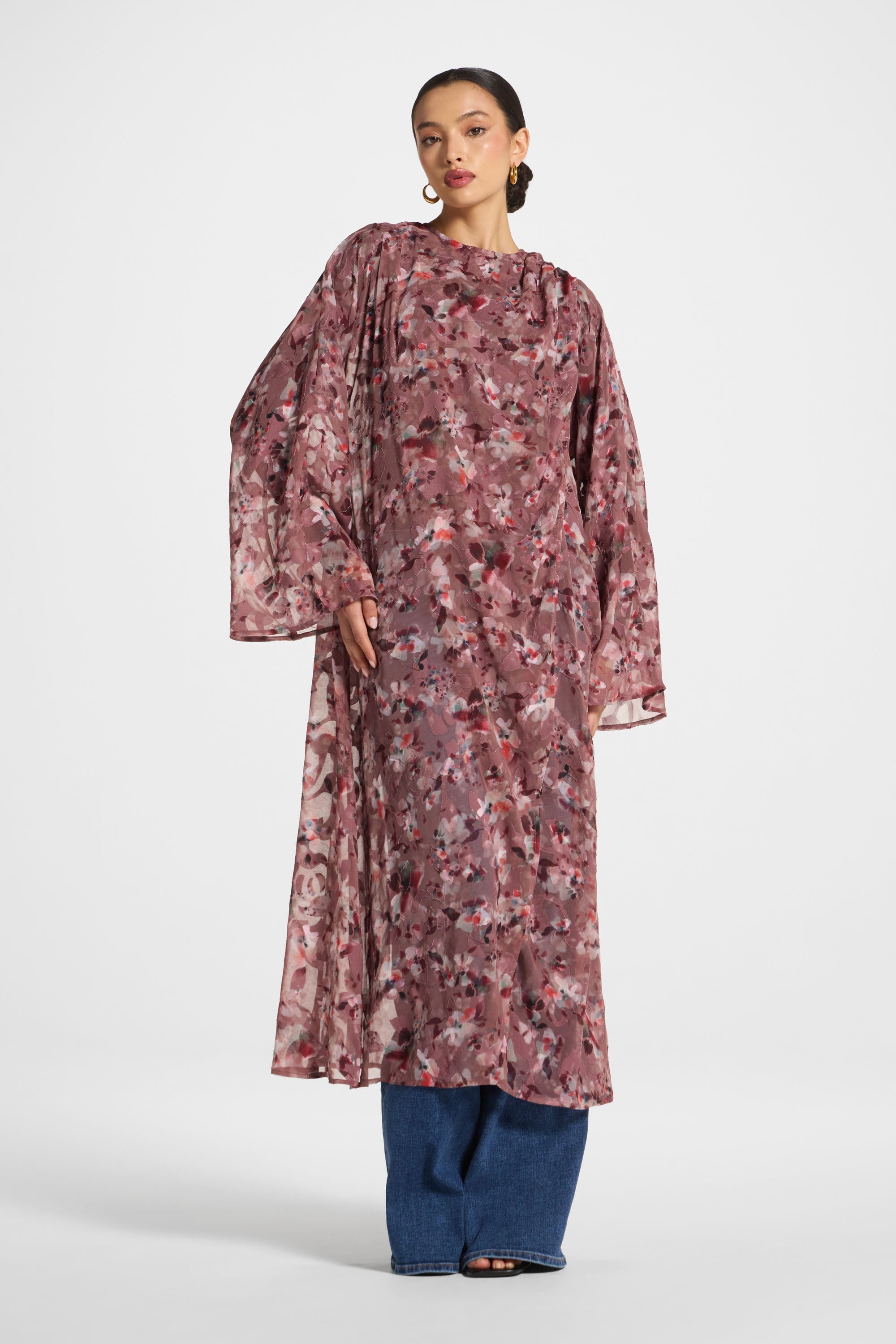Embroidered Maxi Top - Desert Mauve Abayas Veiled 