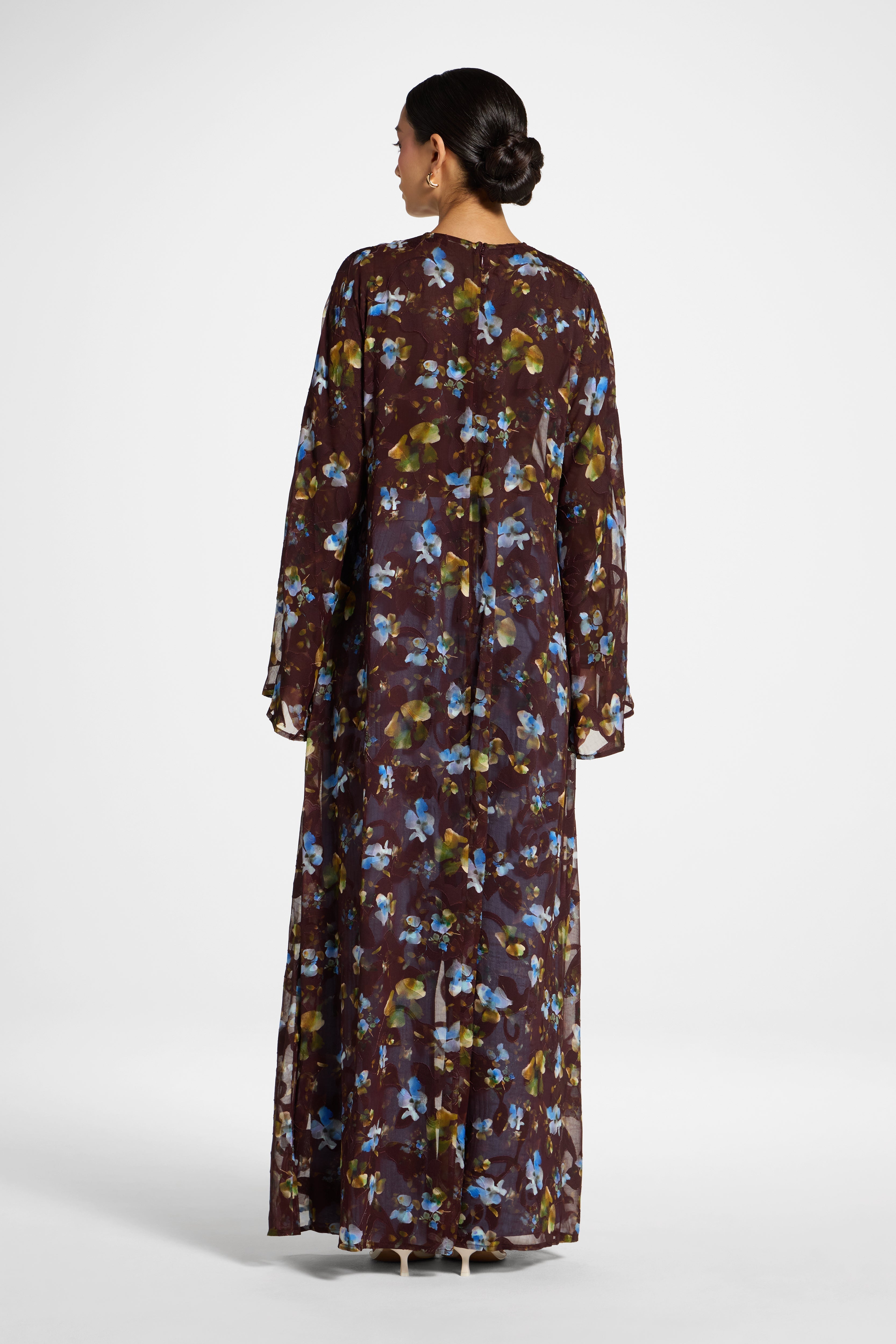 Embroidered Maxi Top Dress - Chocolate Plum Dress Veiled 