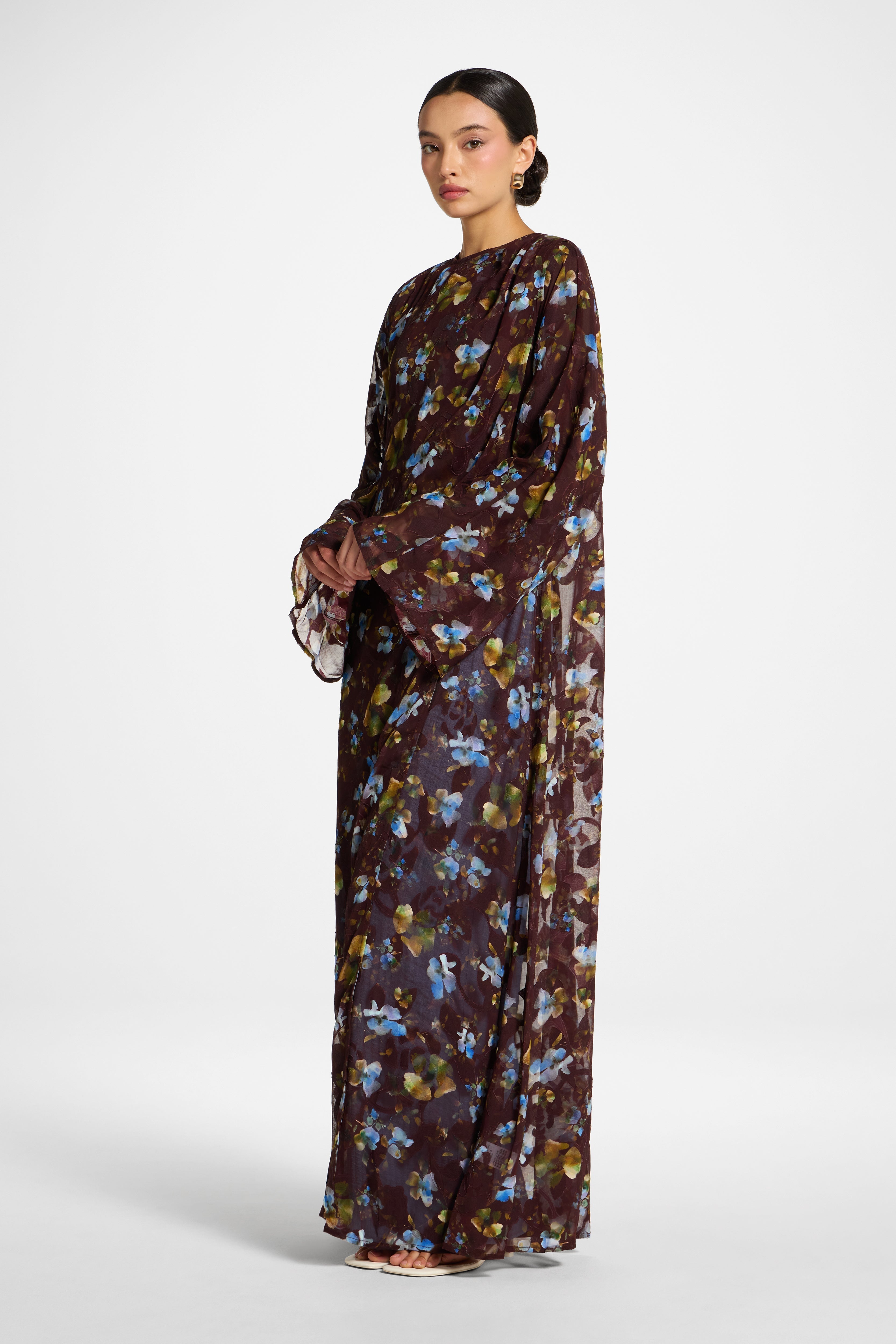Embroidered Maxi Top Dress - Chocolate Plum Dress Veiled 