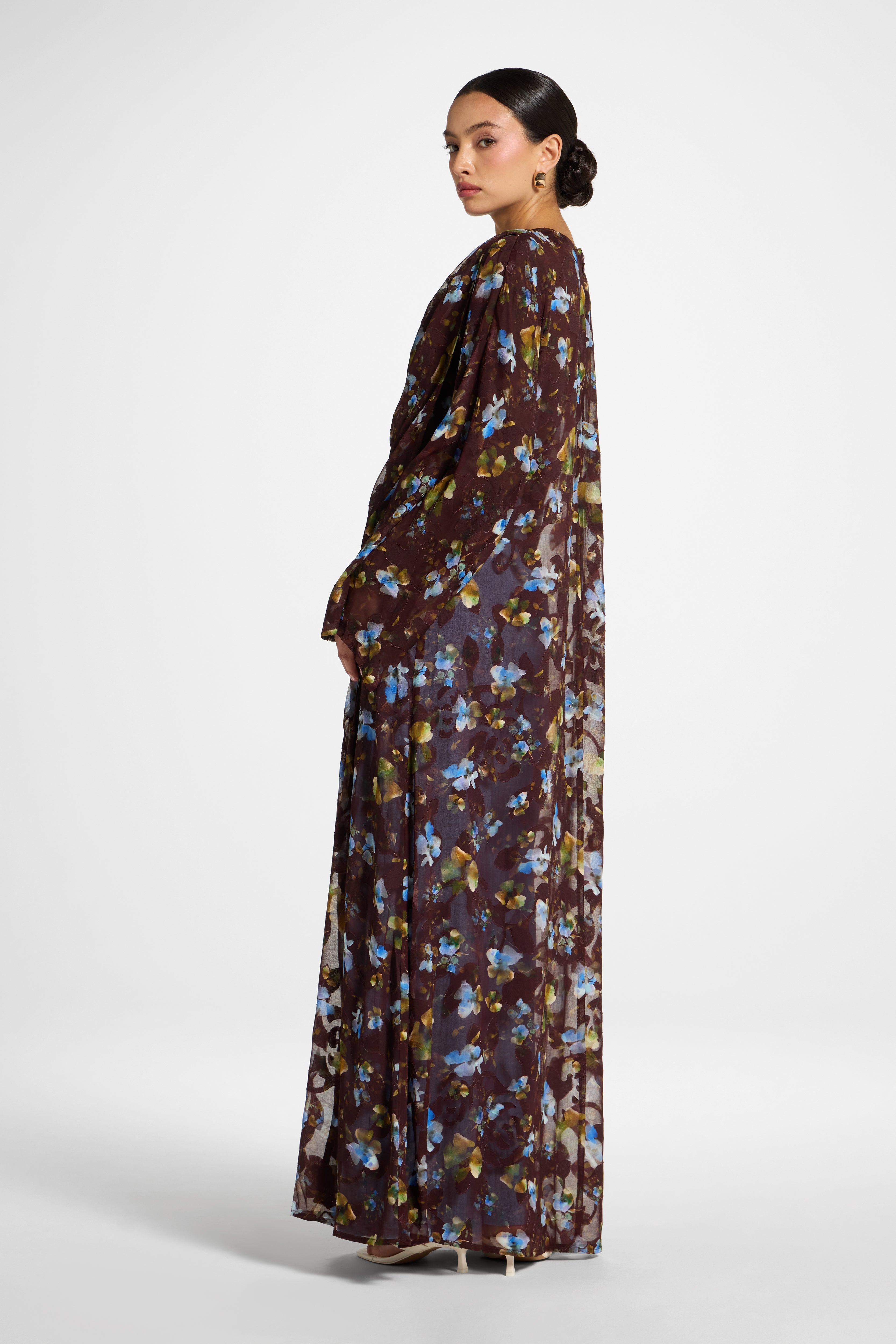 Embroidered Maxi Top Dress - Chocolate Plum Dress Veiled 