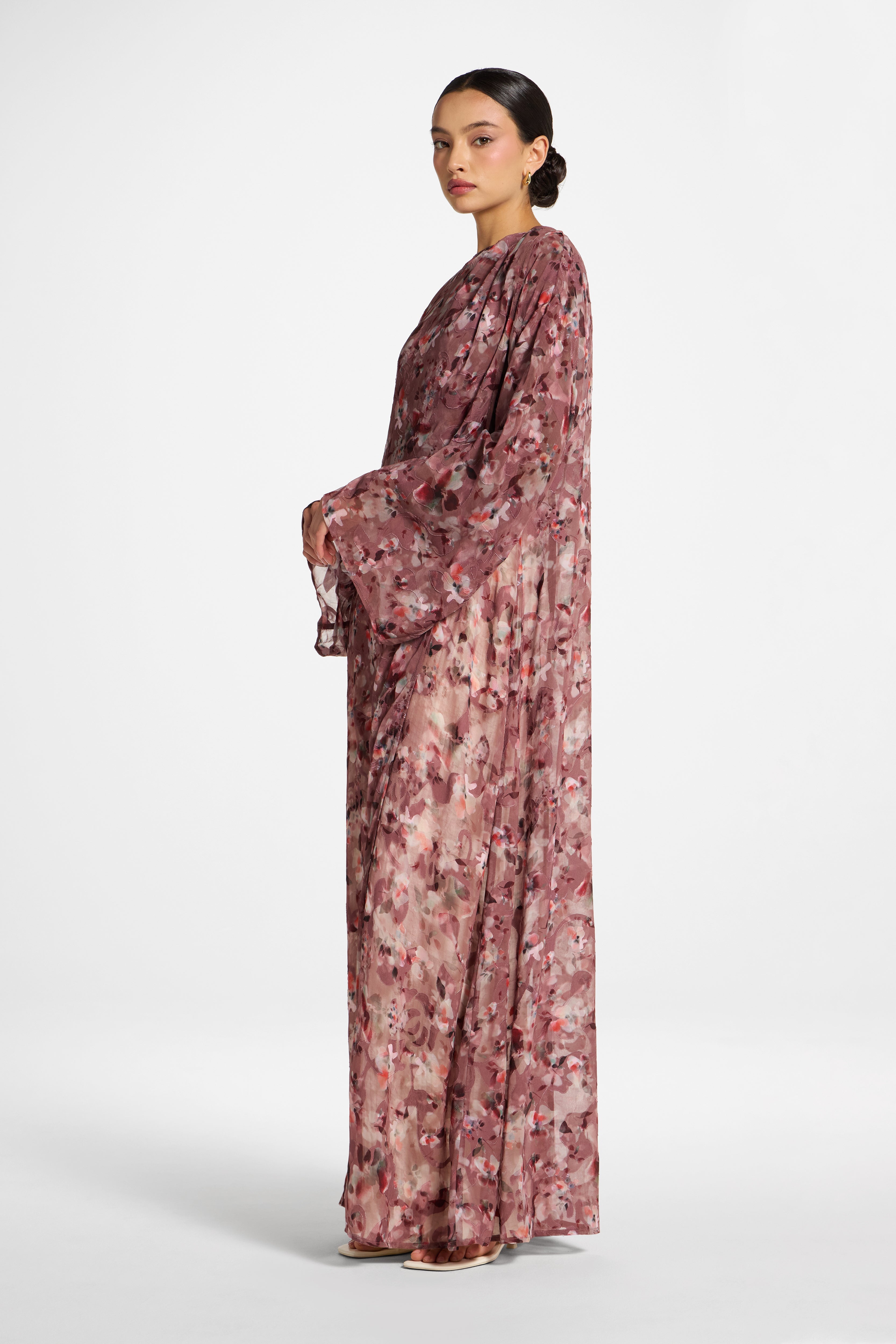 Embroidered Maxi Top Dress - Desert Mauve Abayas Veiled 