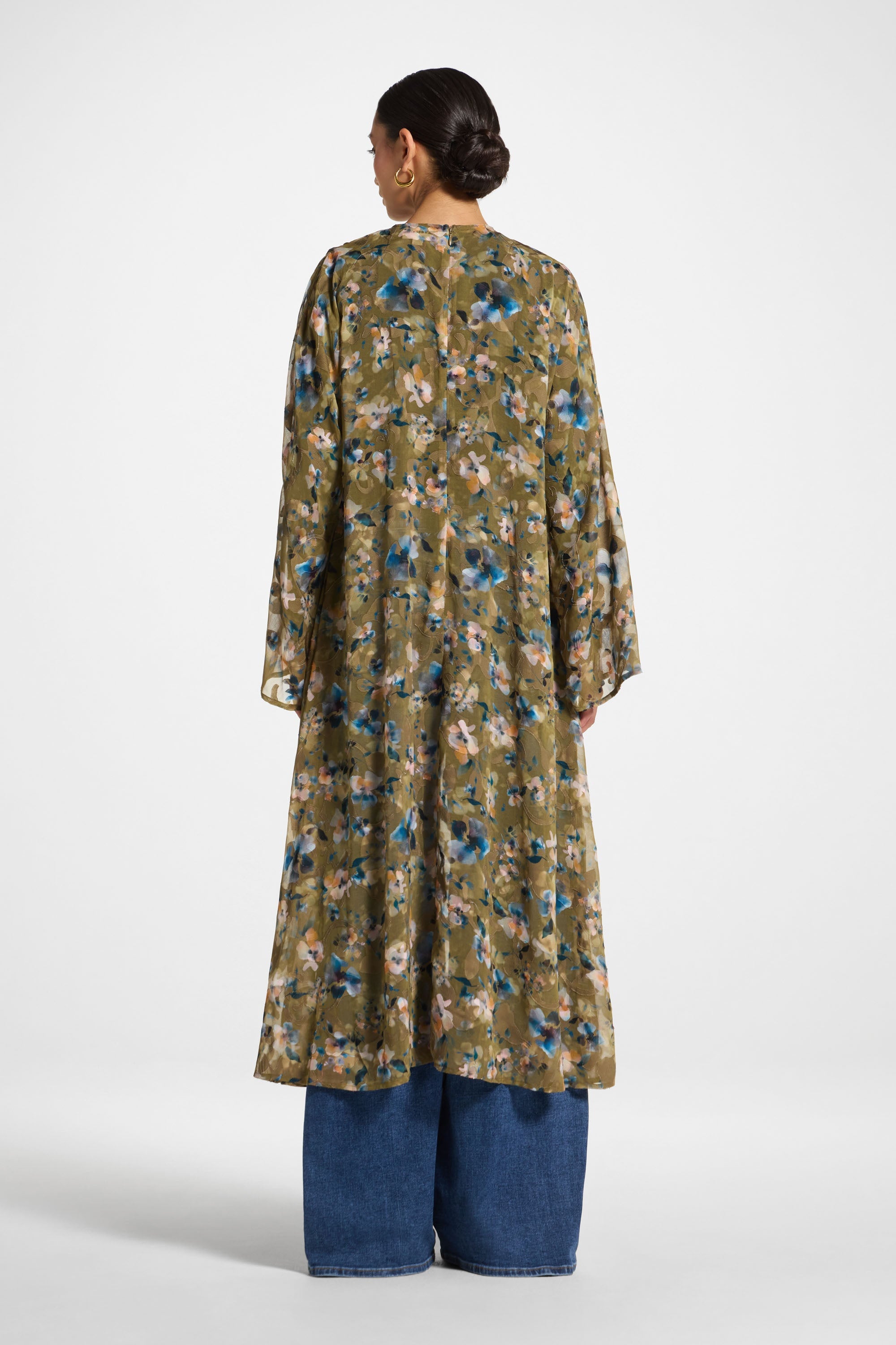 Embroidered Maxi Top - Olive Bloom Abayas Veiled 