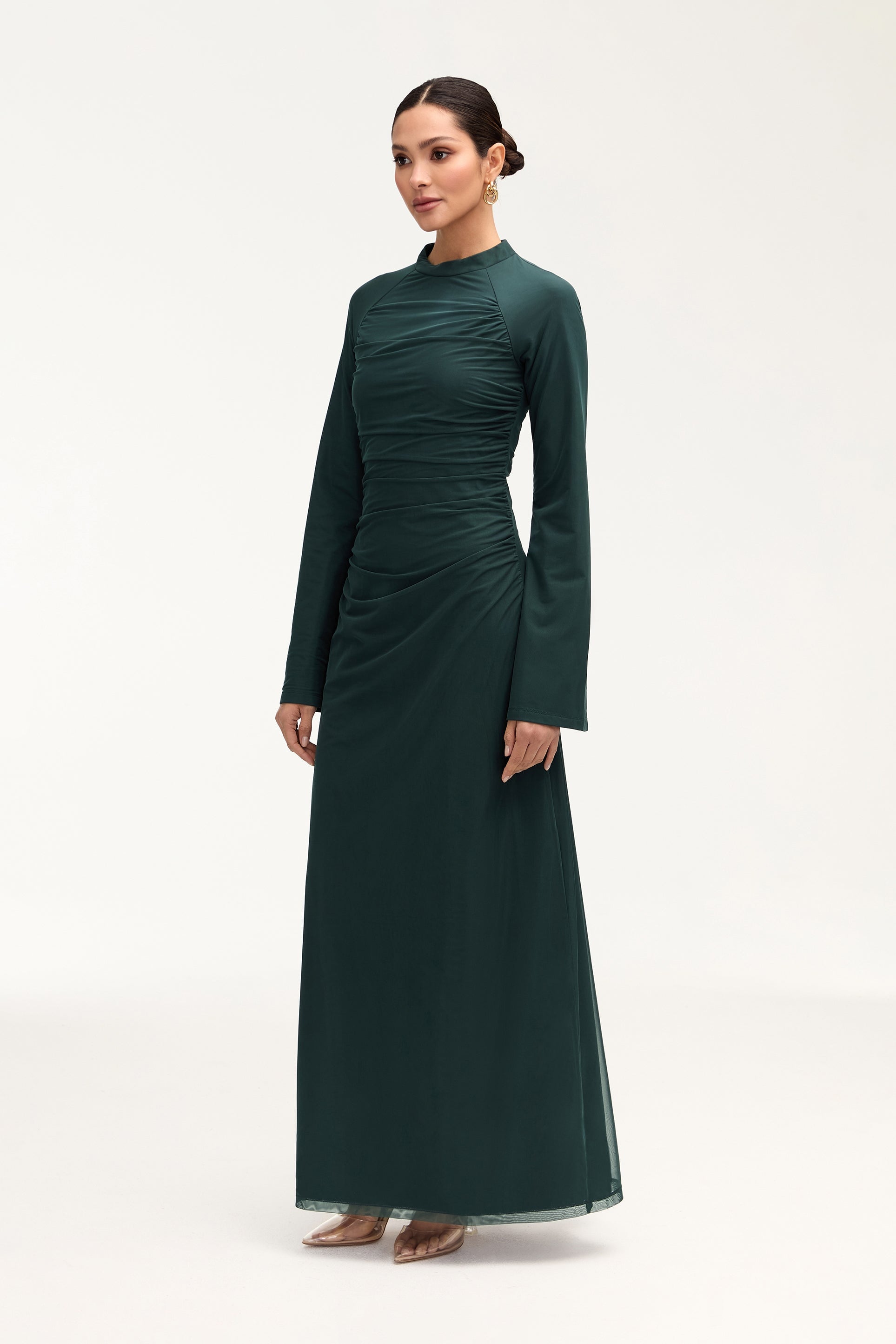 Emilia Rouched Mesh Maxi Dress - Enchanted Forest Clothing saigonodysseyhotel 