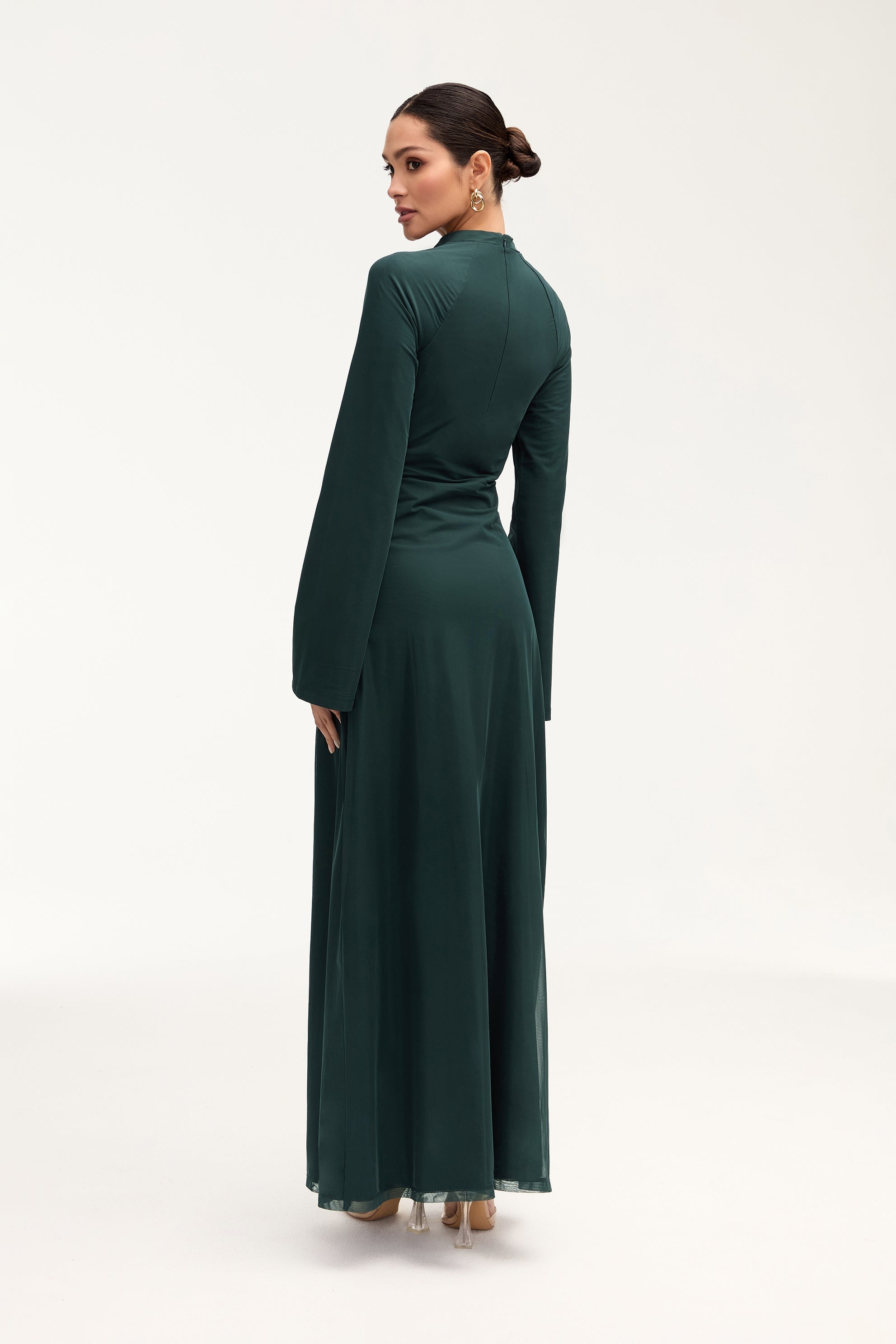 Emilia Rouched Mesh Maxi Dress - Enchanted Forest Clothing Veiled 