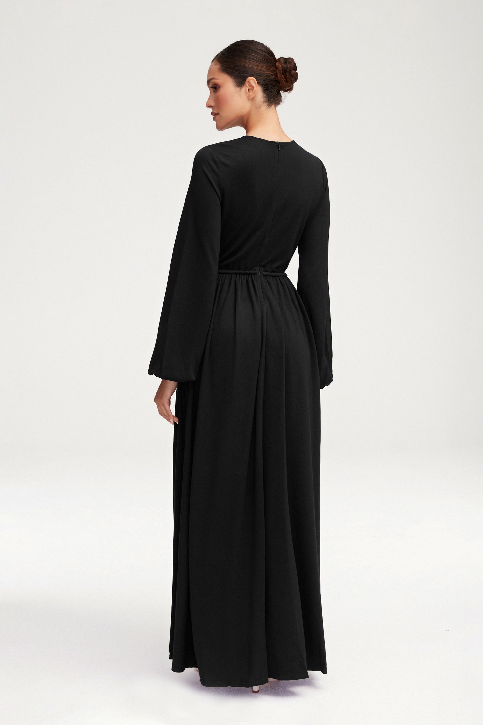 Emma Jersey Elastic Waist Maxi Dress - Black
