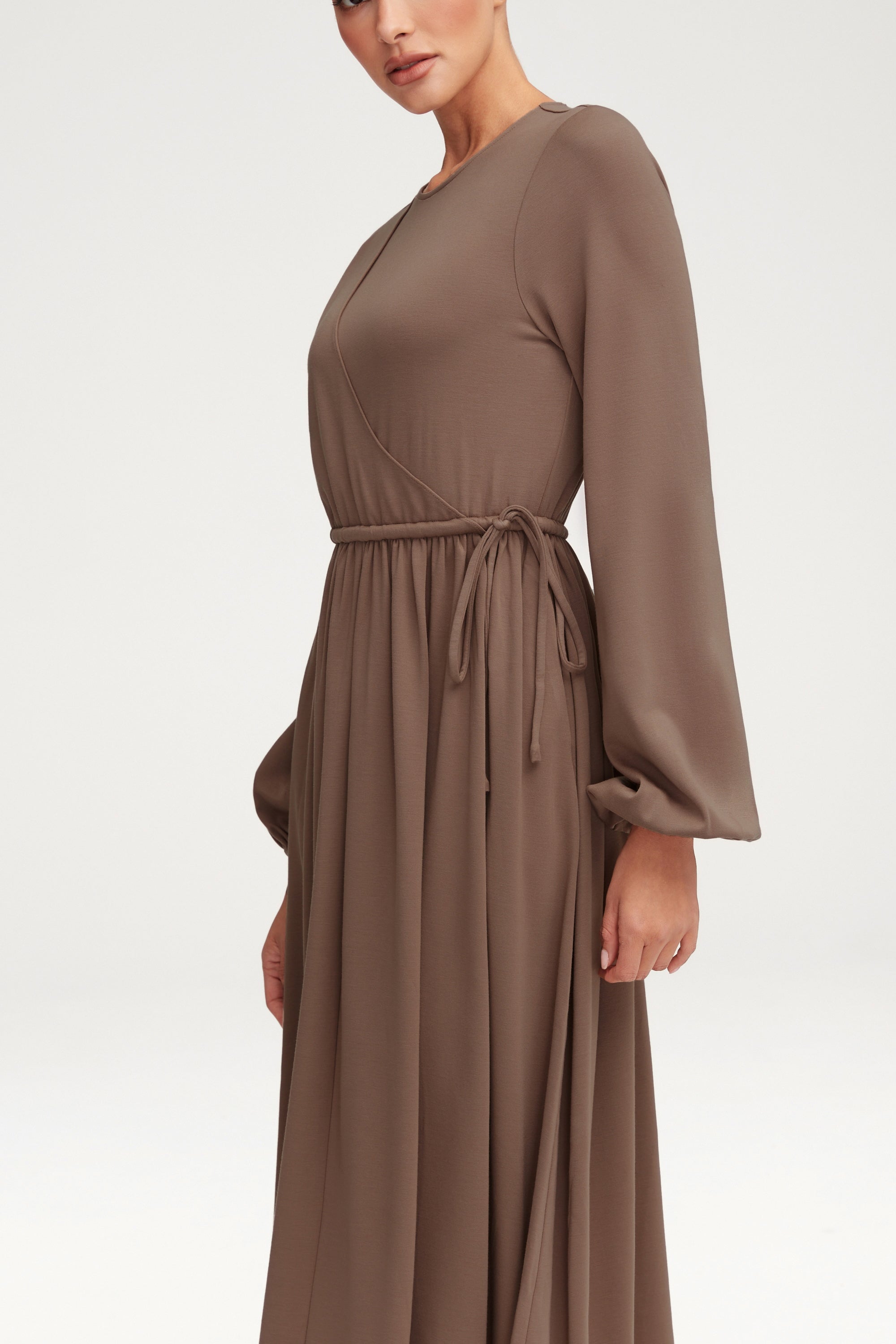 Emma Jersey Elastic Waist Maxi Dress - Taupe Clothing Veiled 
