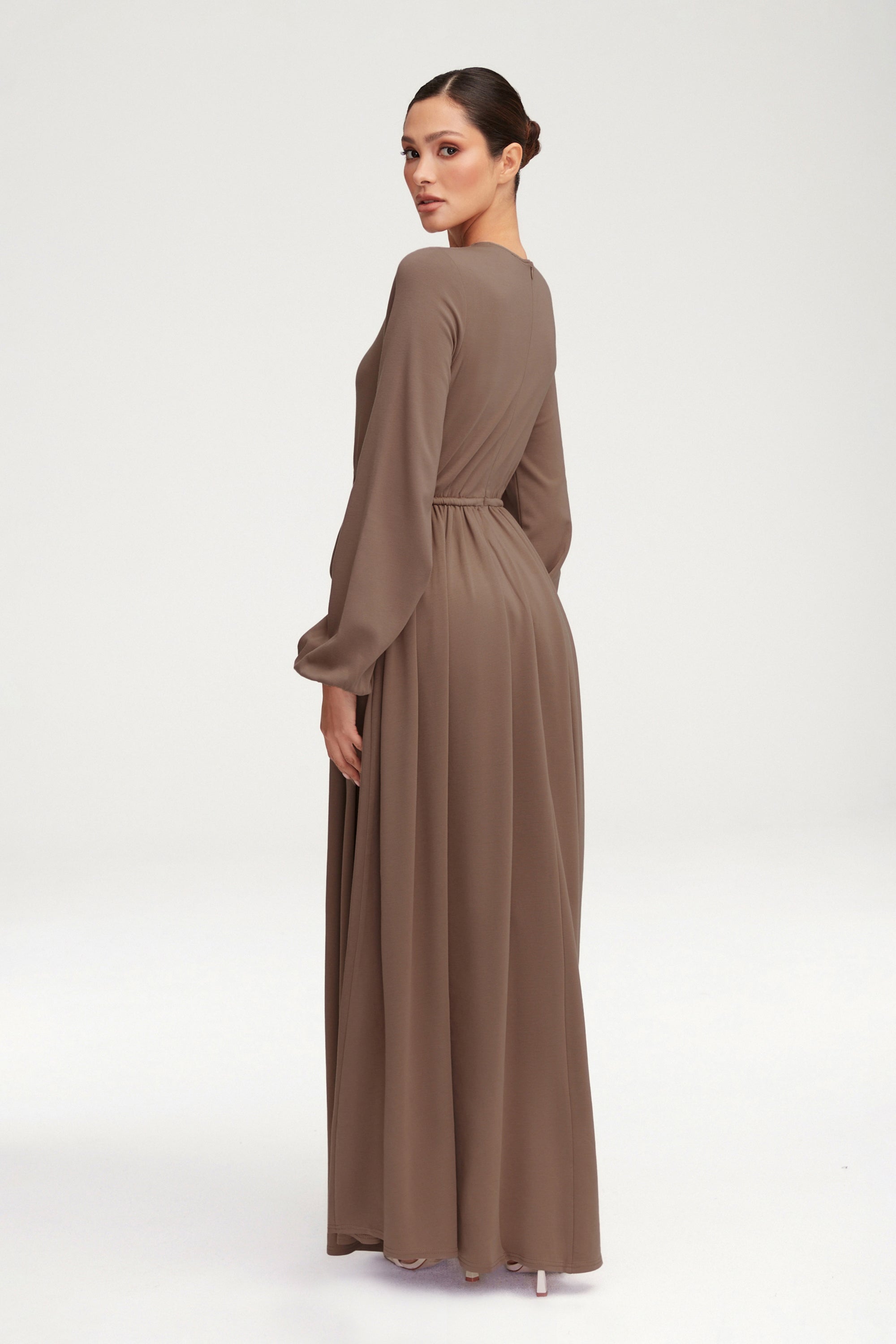 Emma Jersey Elastic Waist Maxi Dress - Taupe