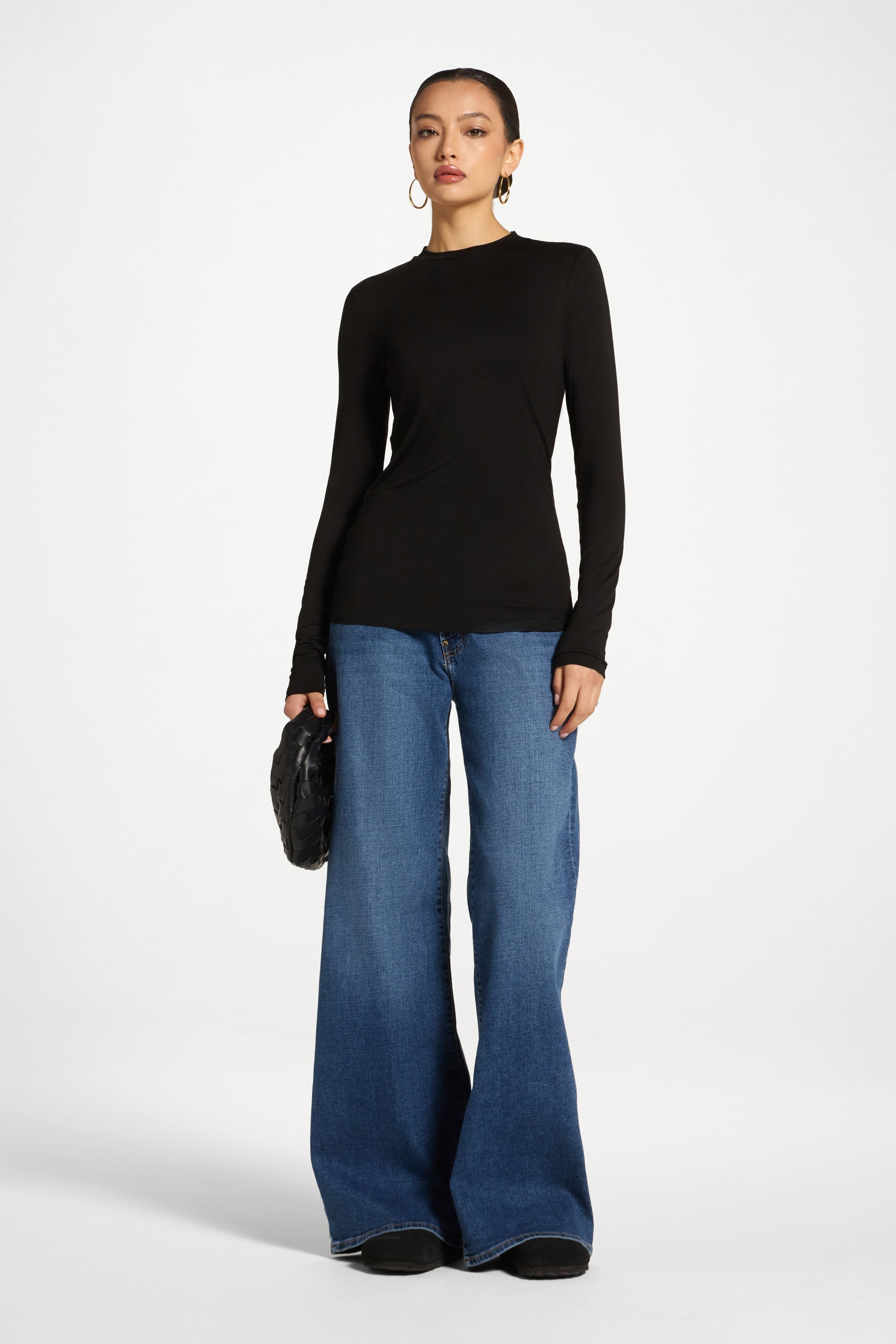 Essential Bamboo Long Sleeve Top - Black Abayas Veiled 