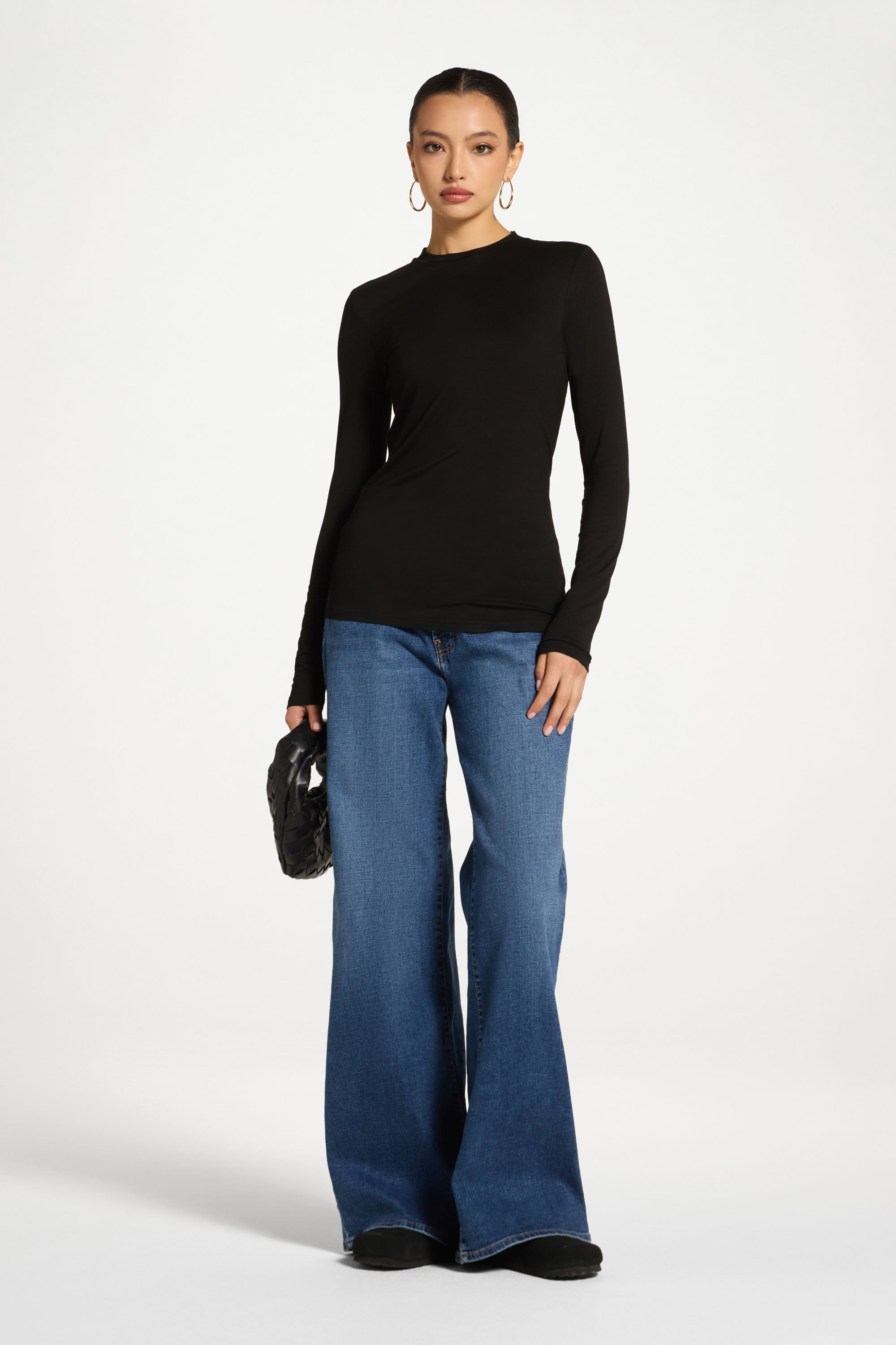 Essential Bamboo Long Sleeve Top - Black Abayas Veiled 