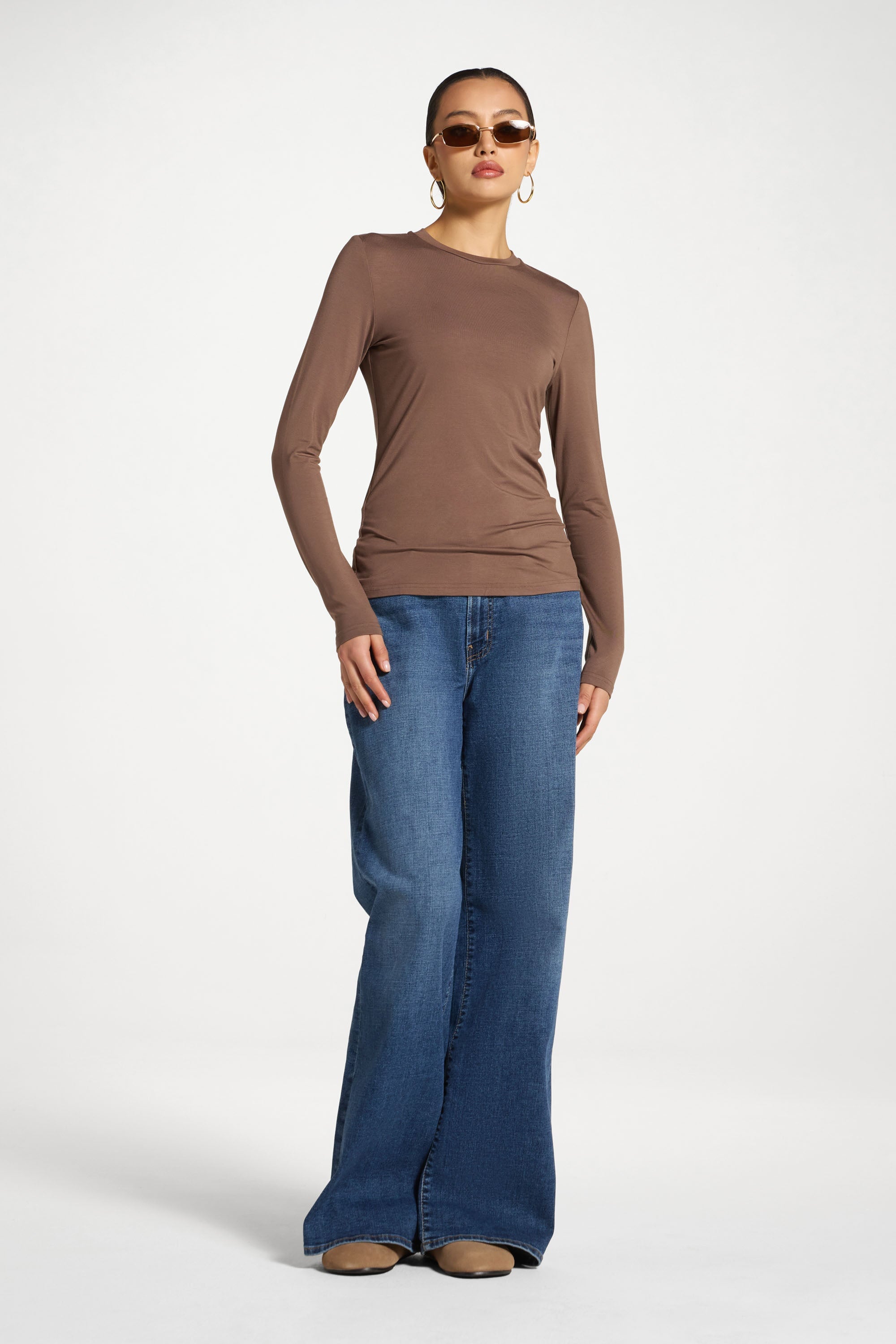 Essential Bamboo Long Sleeve Top - Chocolate Abayas Veiled 