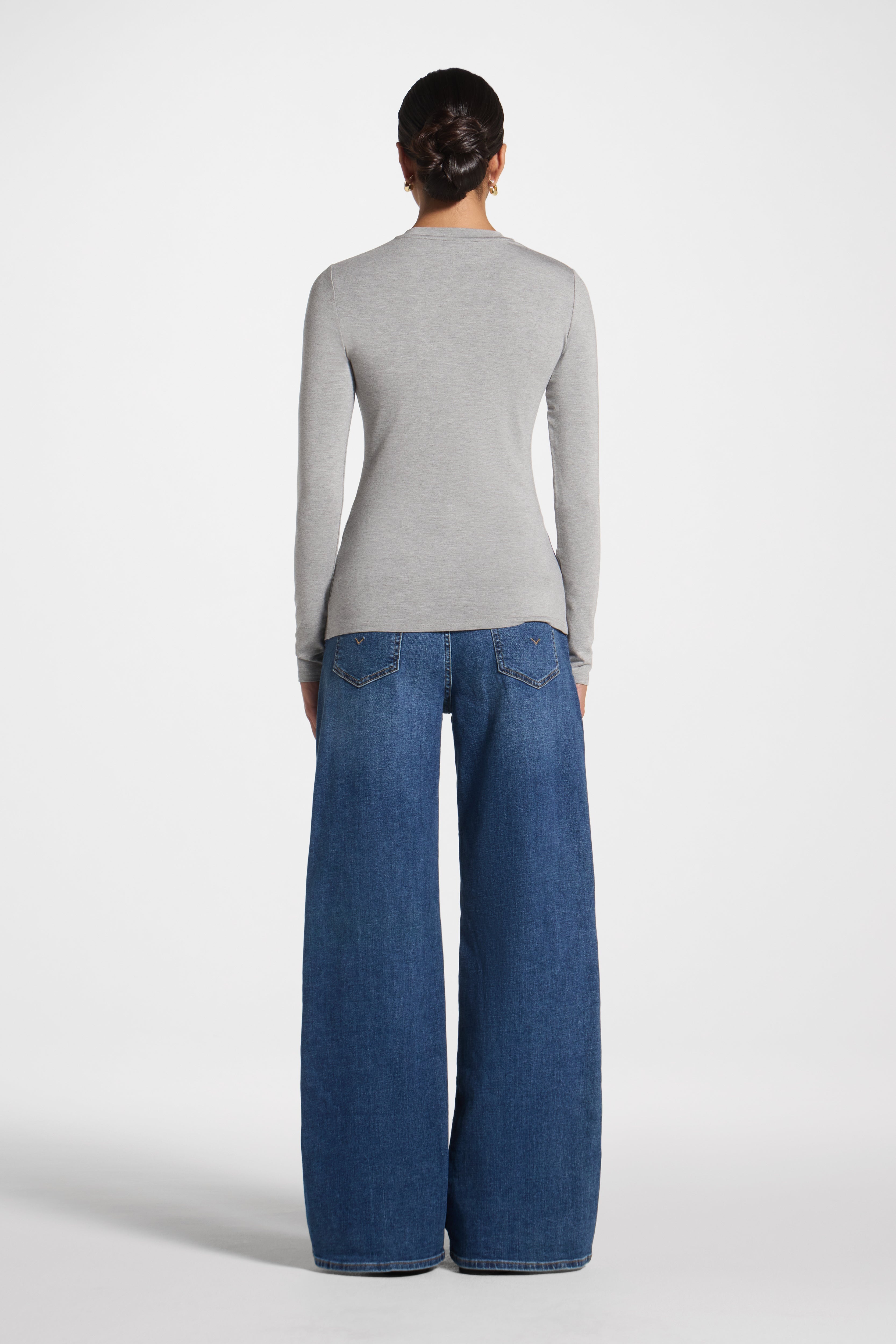Essential Bamboo Long Sleeve Top - Heather Grey Abayas Veiled 