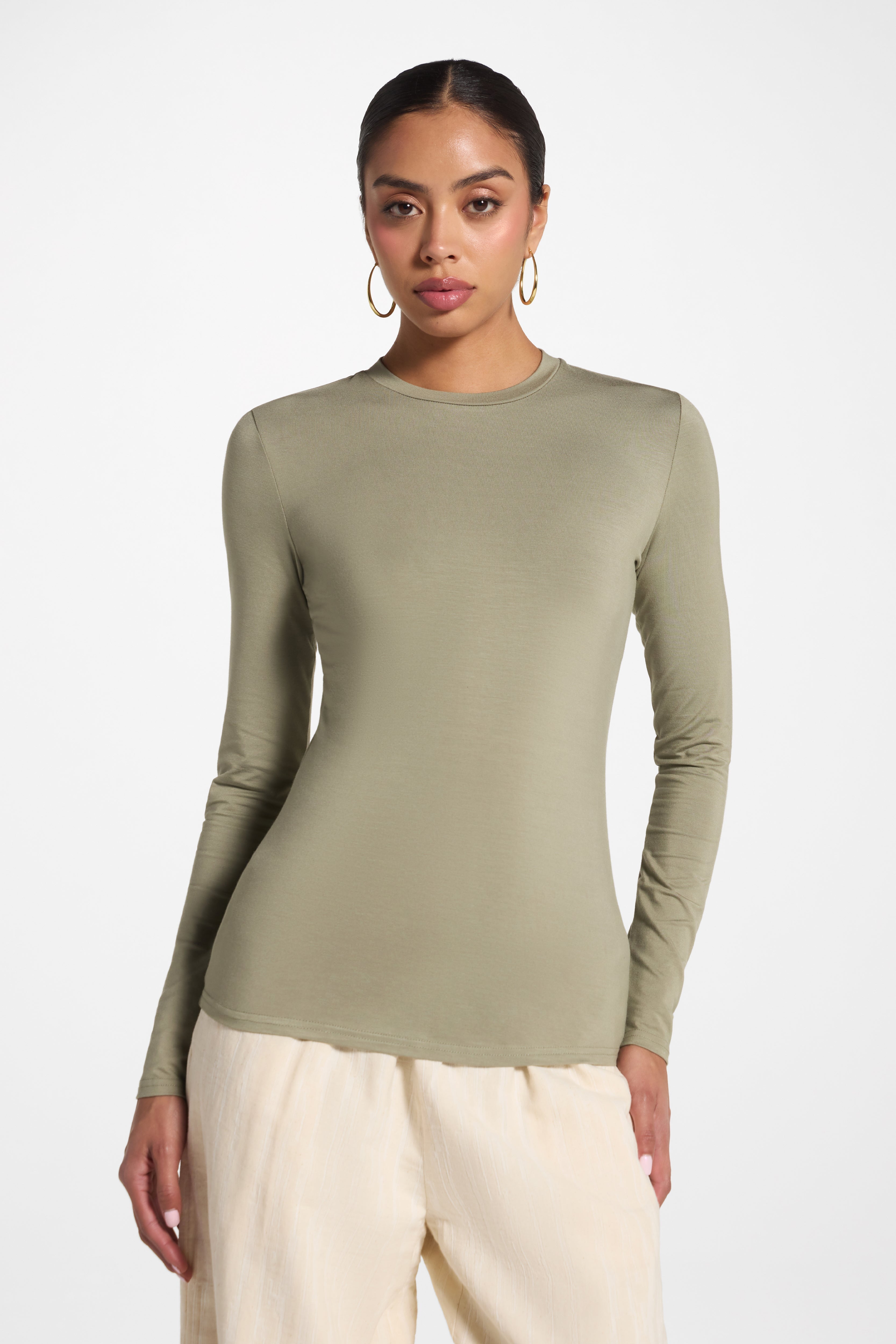 Essential Bamboo Long Sleeve Top - Sage Abayas Veiled 