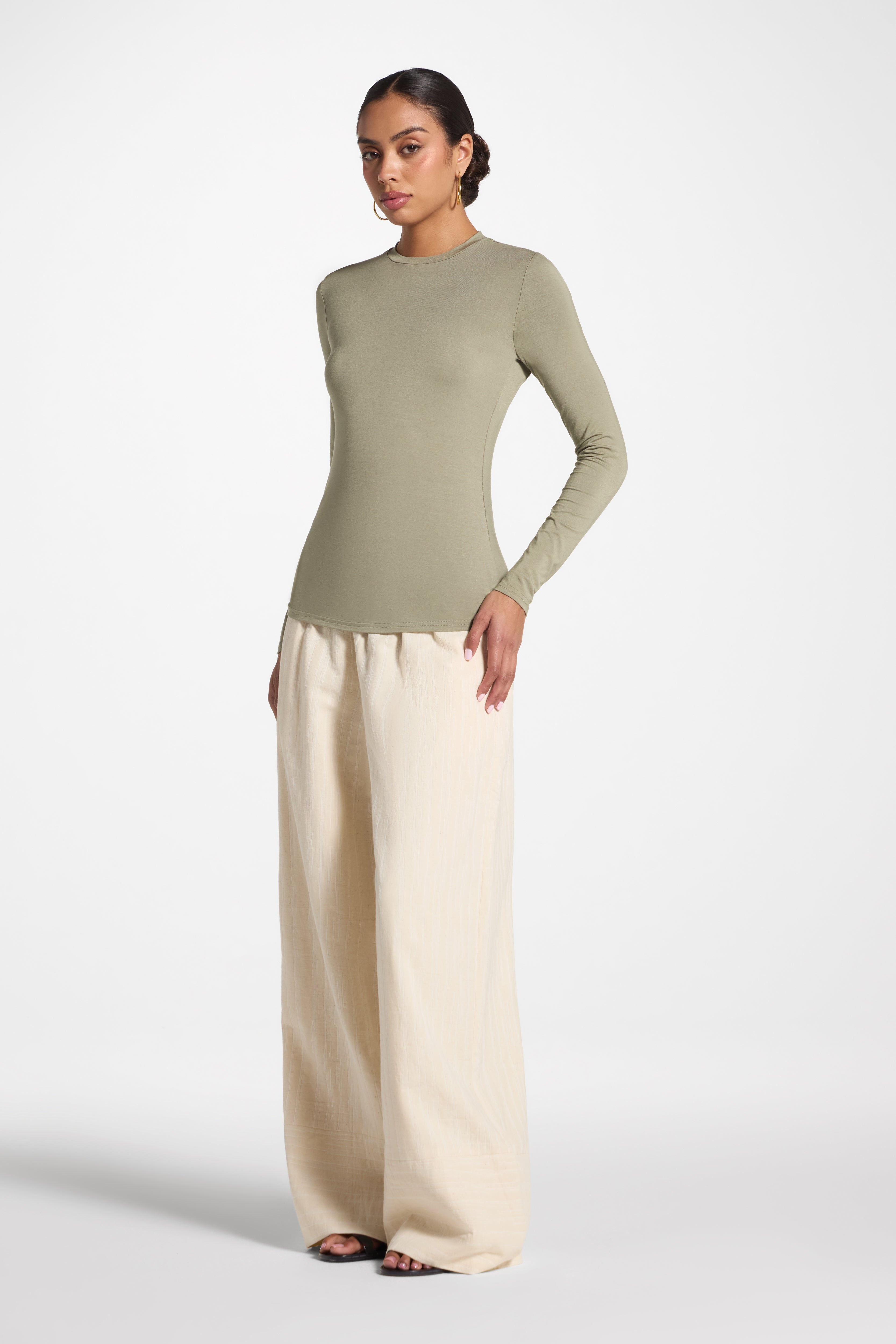 Essential Bamboo Long Sleeve Top - Sage Abayas Veiled 