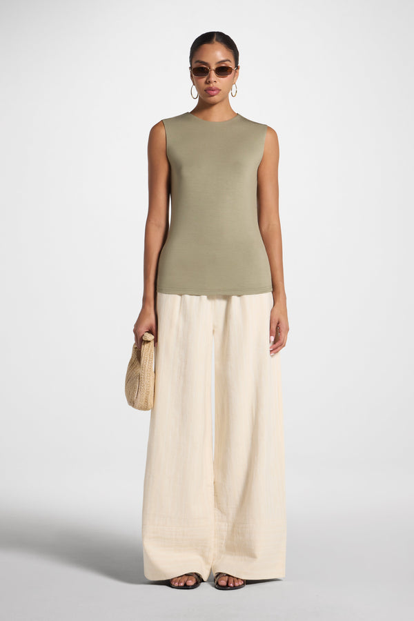 Essential Bamboo Tank Top - Dusty Olive Abayas Veiled 