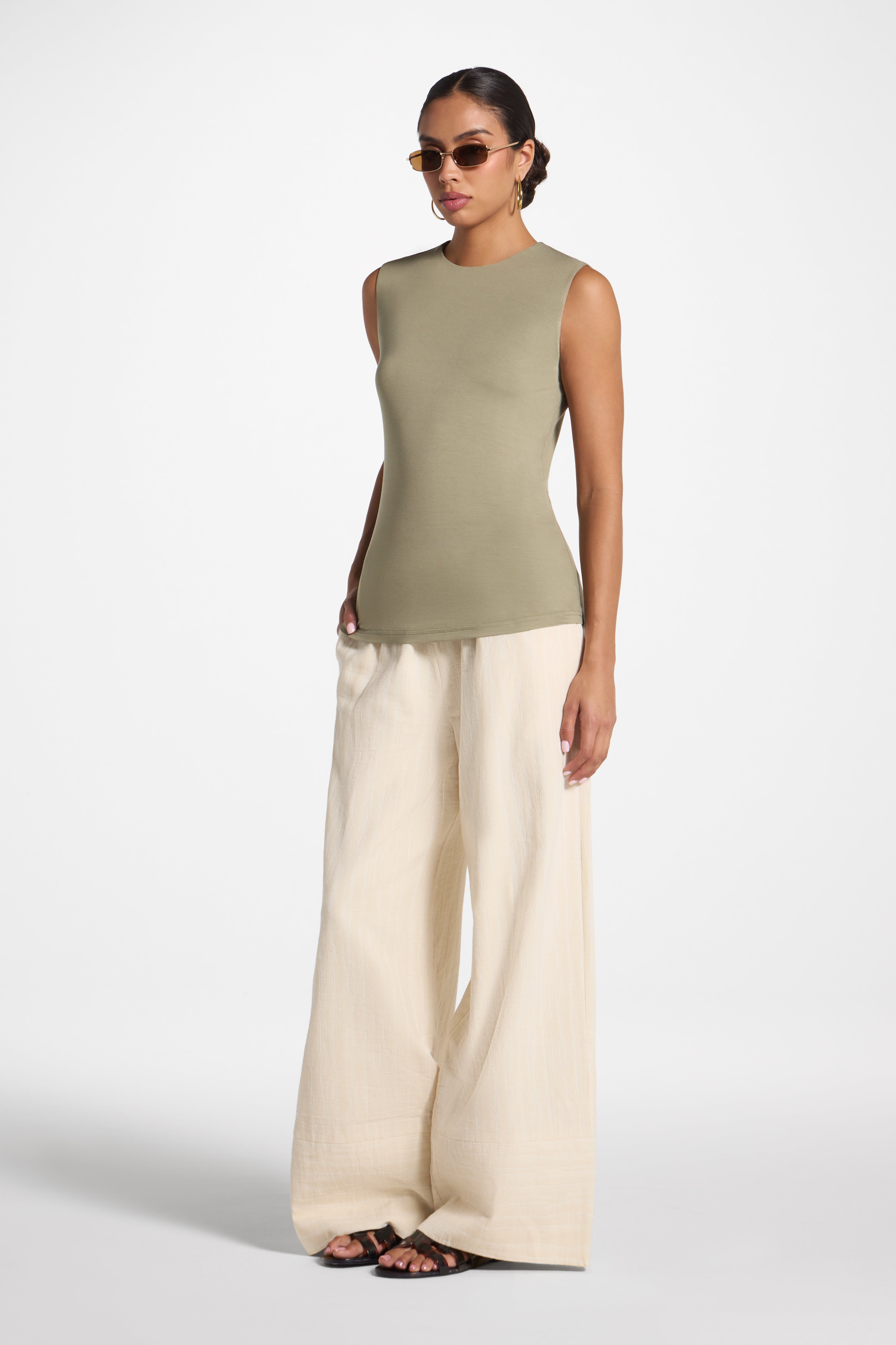 Essential Bamboo Tank Top - Dusty Olive Abayas Veiled 