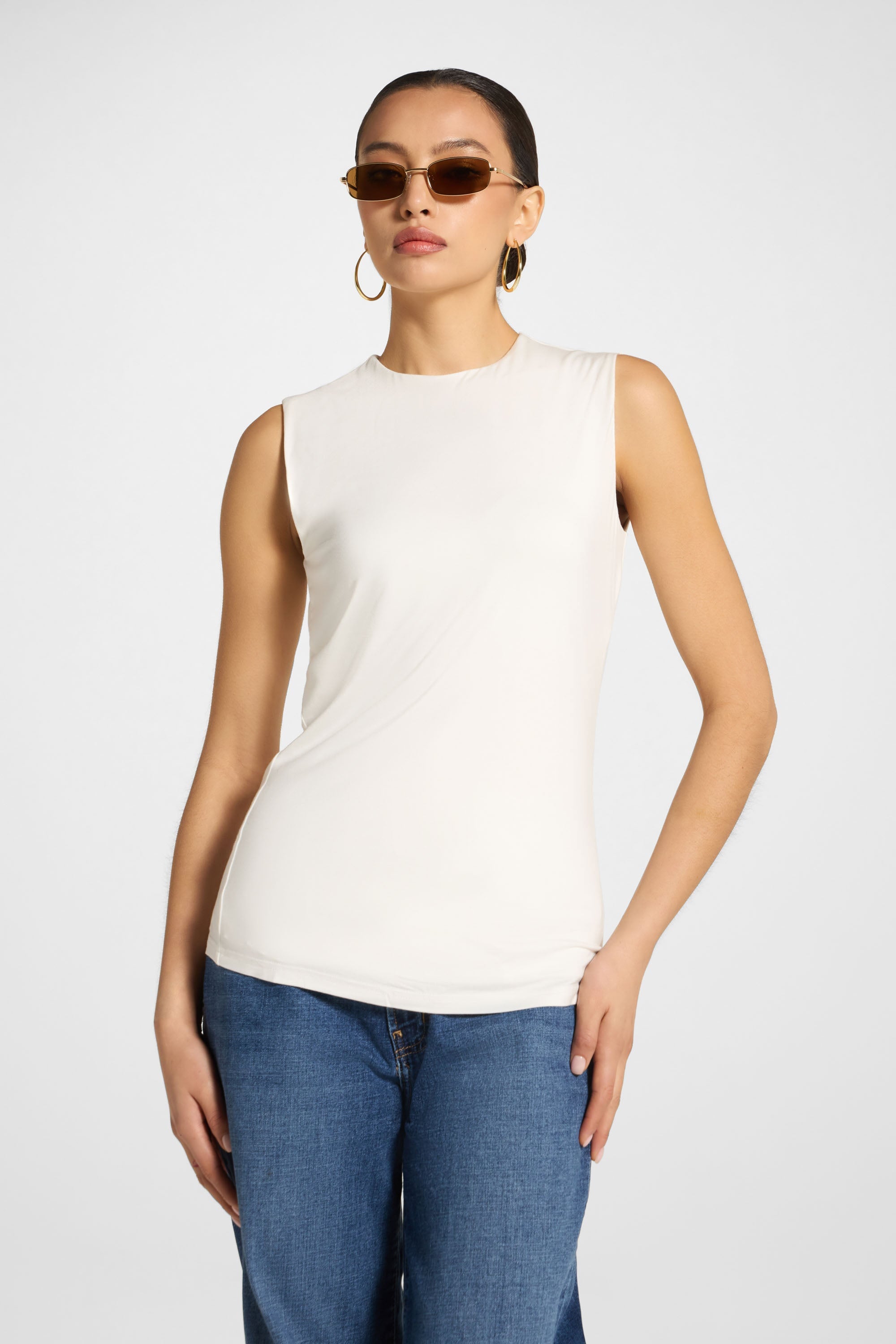 Essential Bamboo Tank Top - Ivory Abayas Veiled 