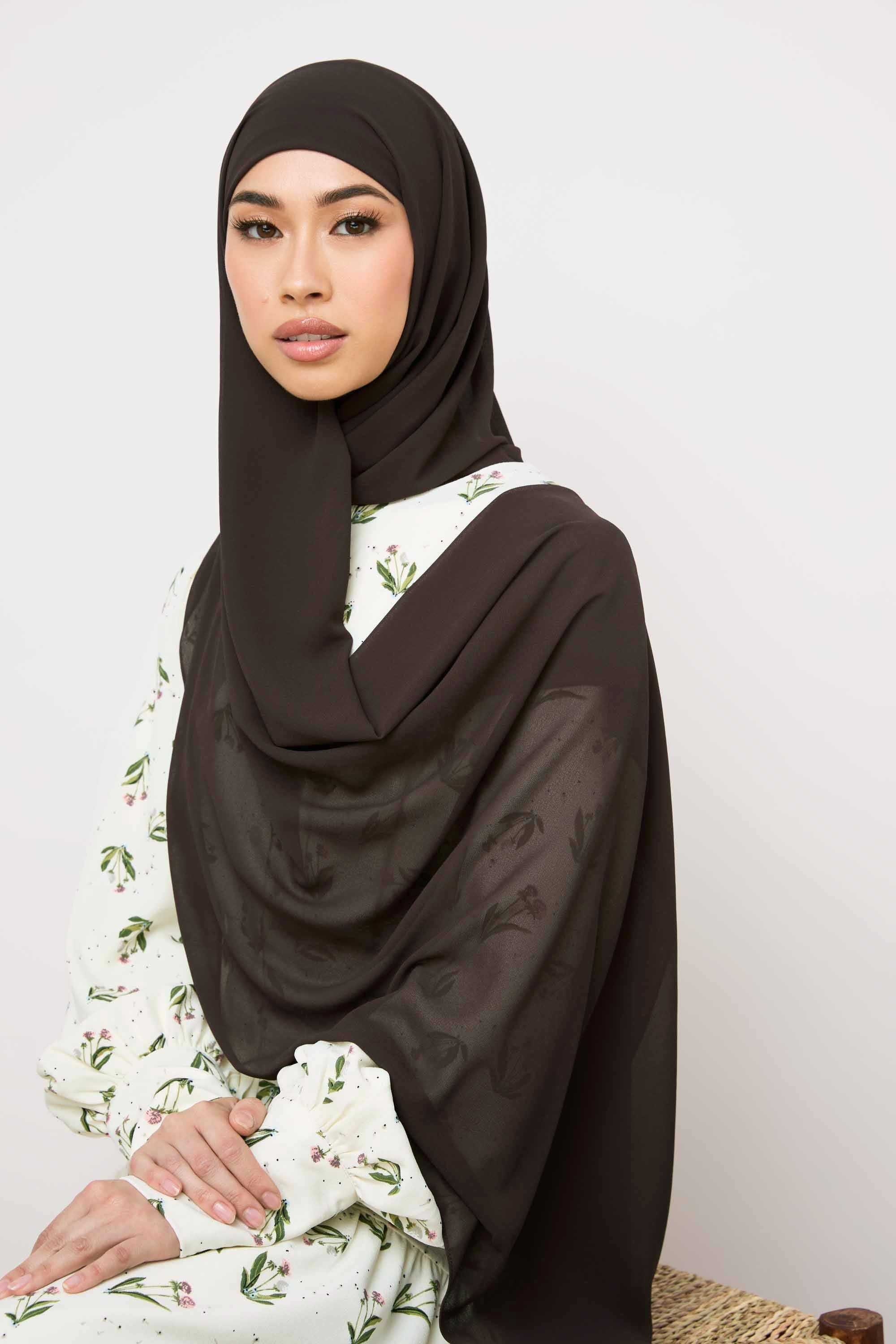 Essential Chiffon Hijab - Chocolate Plum Hijabs Veiled 