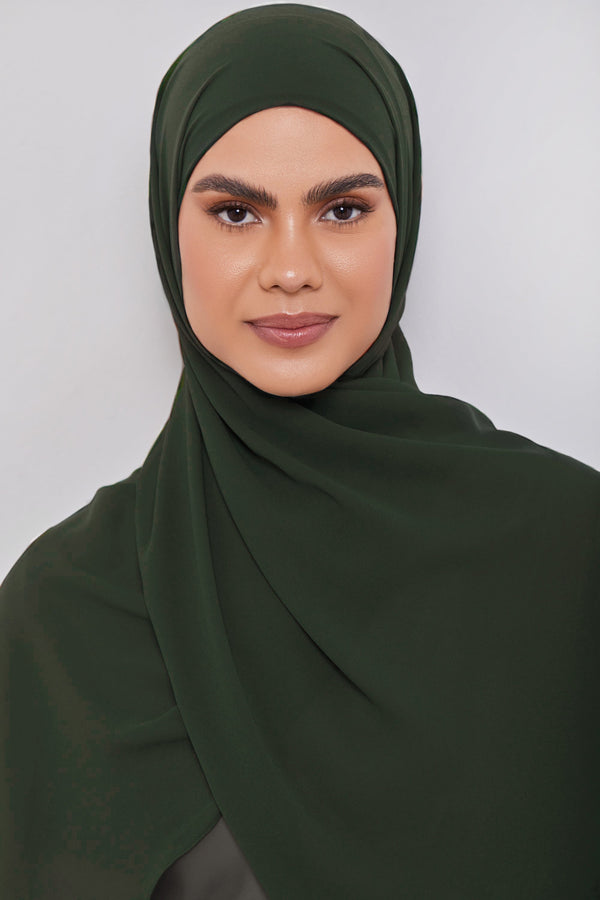 Chiffon Hijab Dress Dark Green Hijab Classic Chiffon Hijab-Forrest Green Chiffon Hijab Dress Dark Green Hijab Classic Chiffon Hijab-Forrest Green