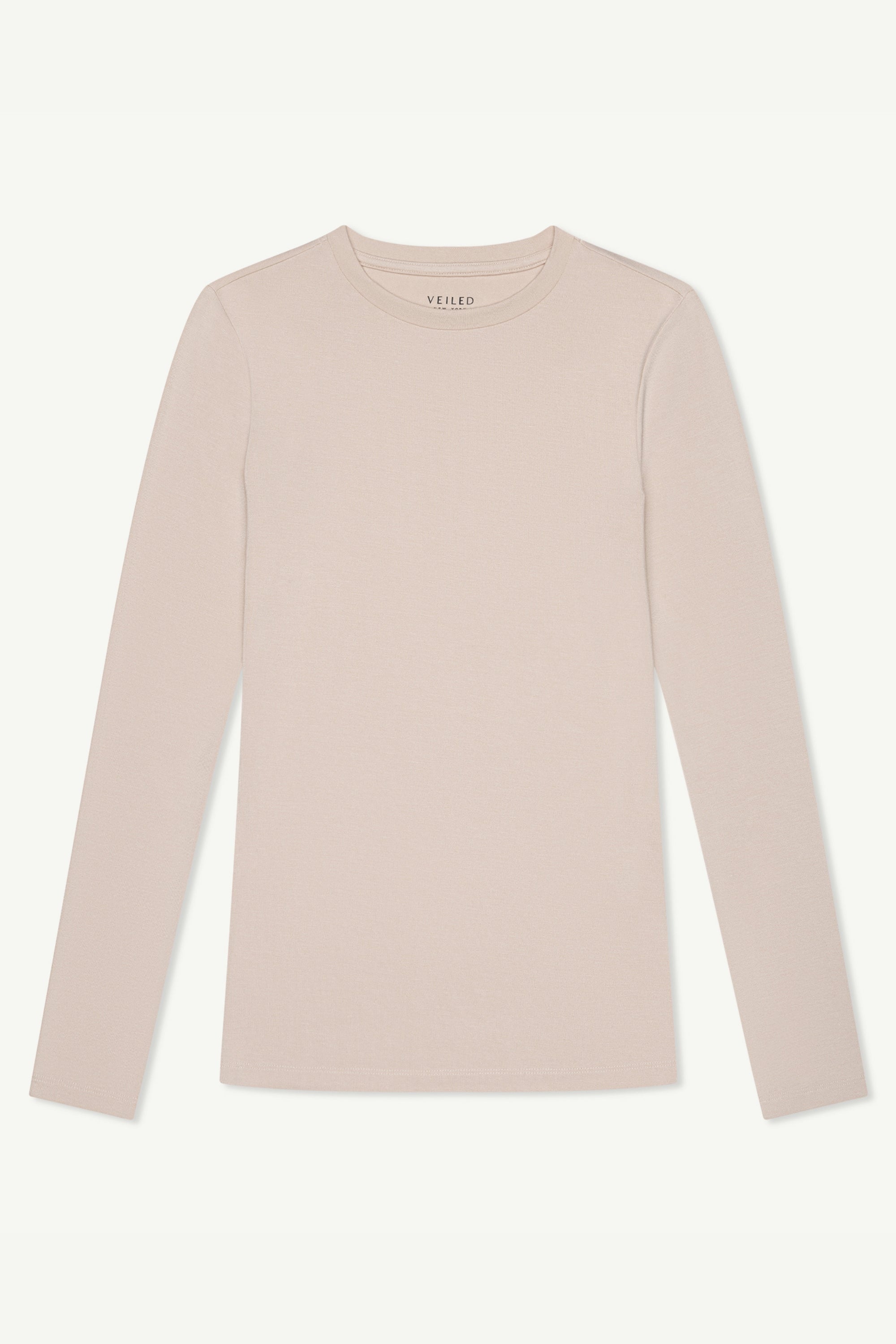 Essential Crew Neck Bamboo Jersey Top - Stone Clothing Veiled 