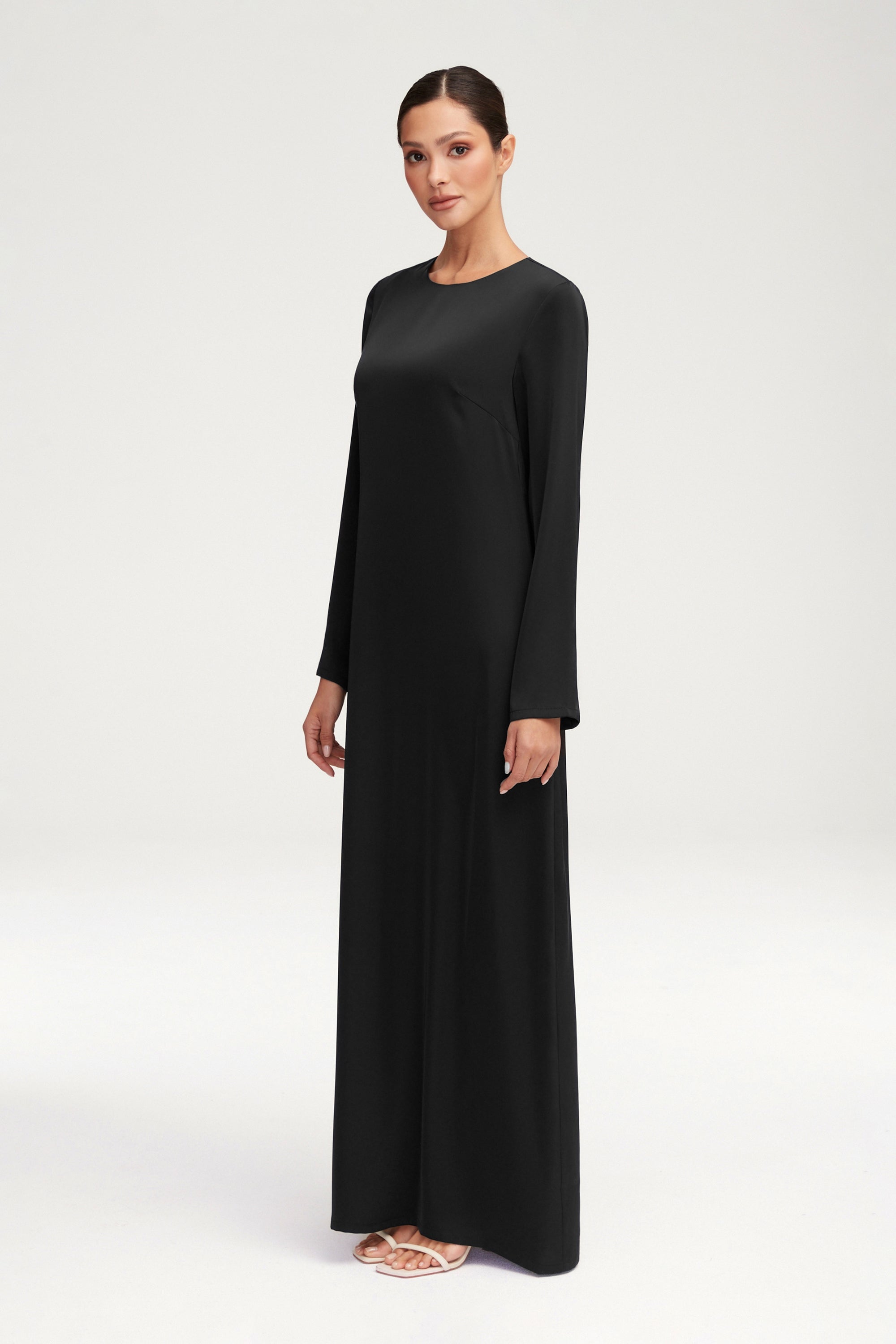 Essential Inner Slip Satin Maxi Dress - Black Clothing Veiled 