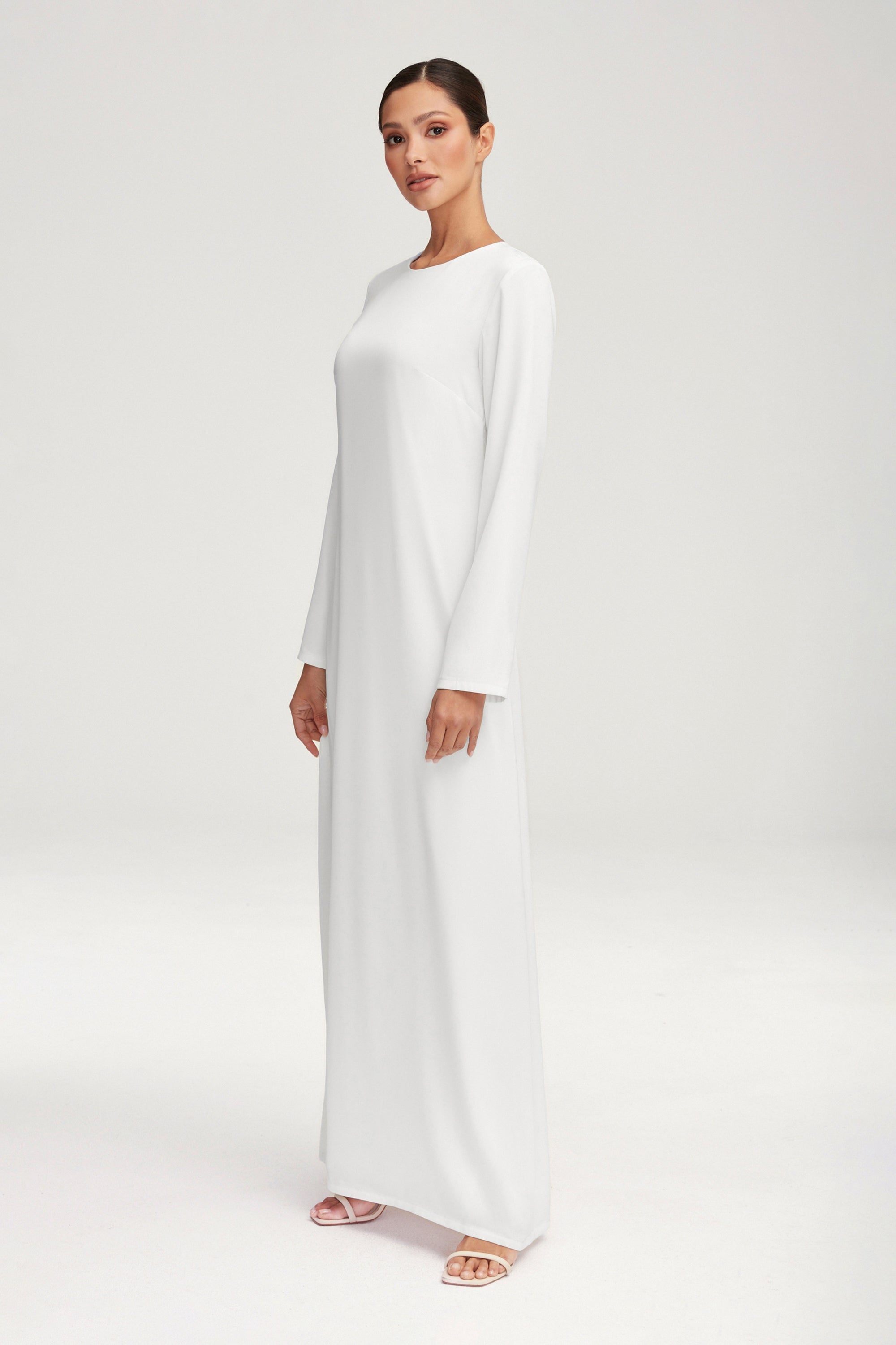 Essential Inner Slip Satin Maxi Dress - White Clothing Veiled 