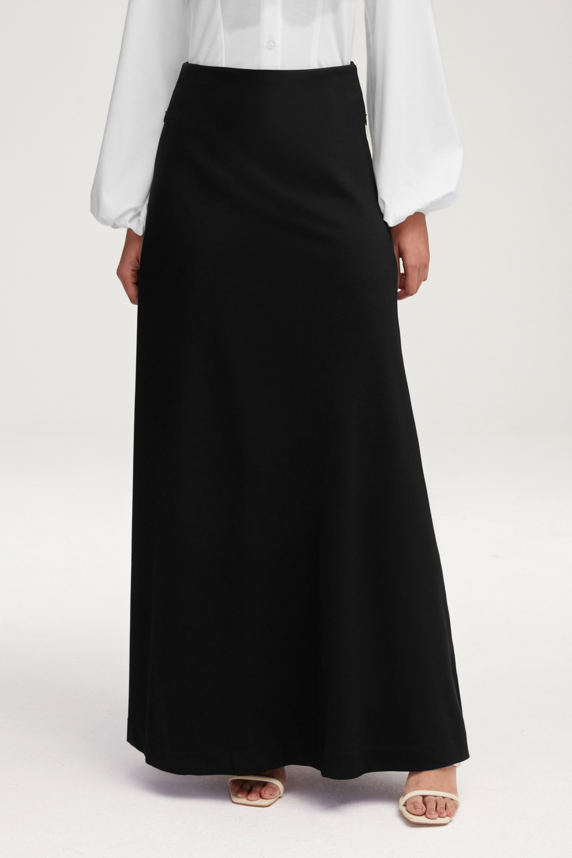 Essential Jersey A-Line Maxi Skirt - Black Clothing Veiled 