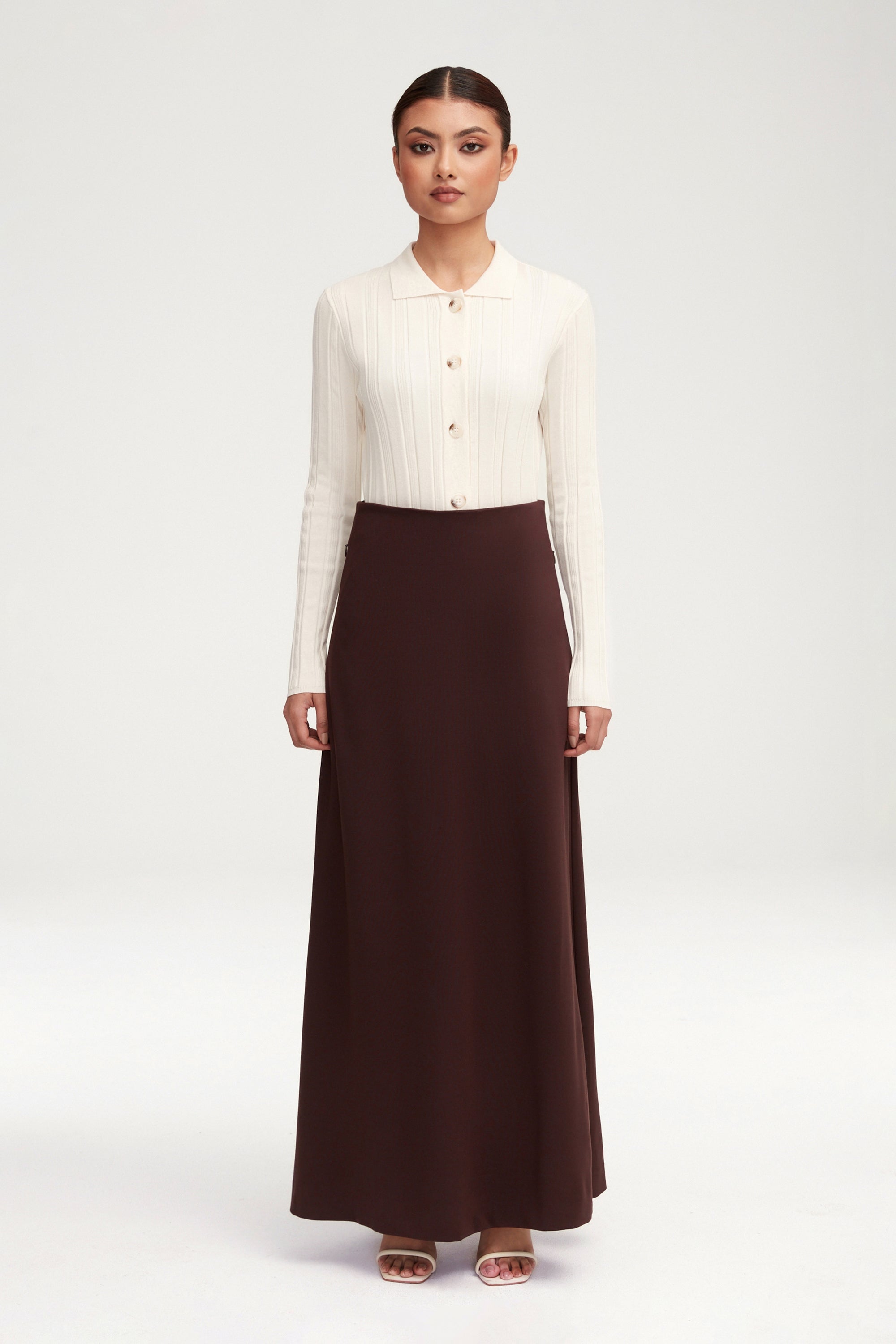 Essential Jersey A Line Maxi Skirt Dark Brown