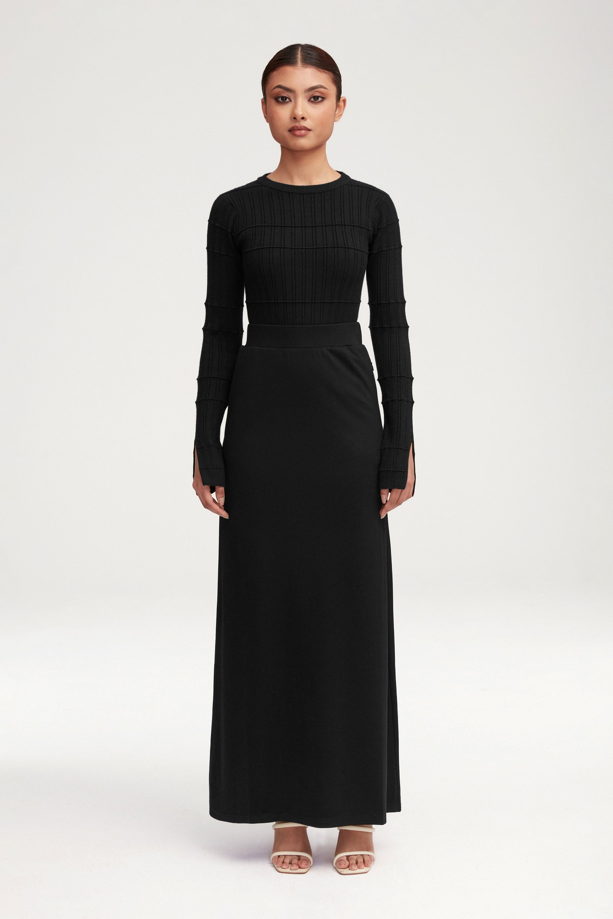 Essential Jersey Maxi Skirt - Black Clothing Veiled 