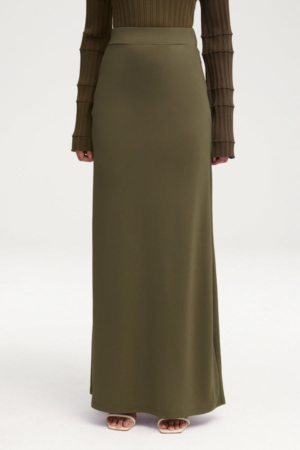 Essential Jersey Maxi Skirt - Khaki Green Clothing Veiled 