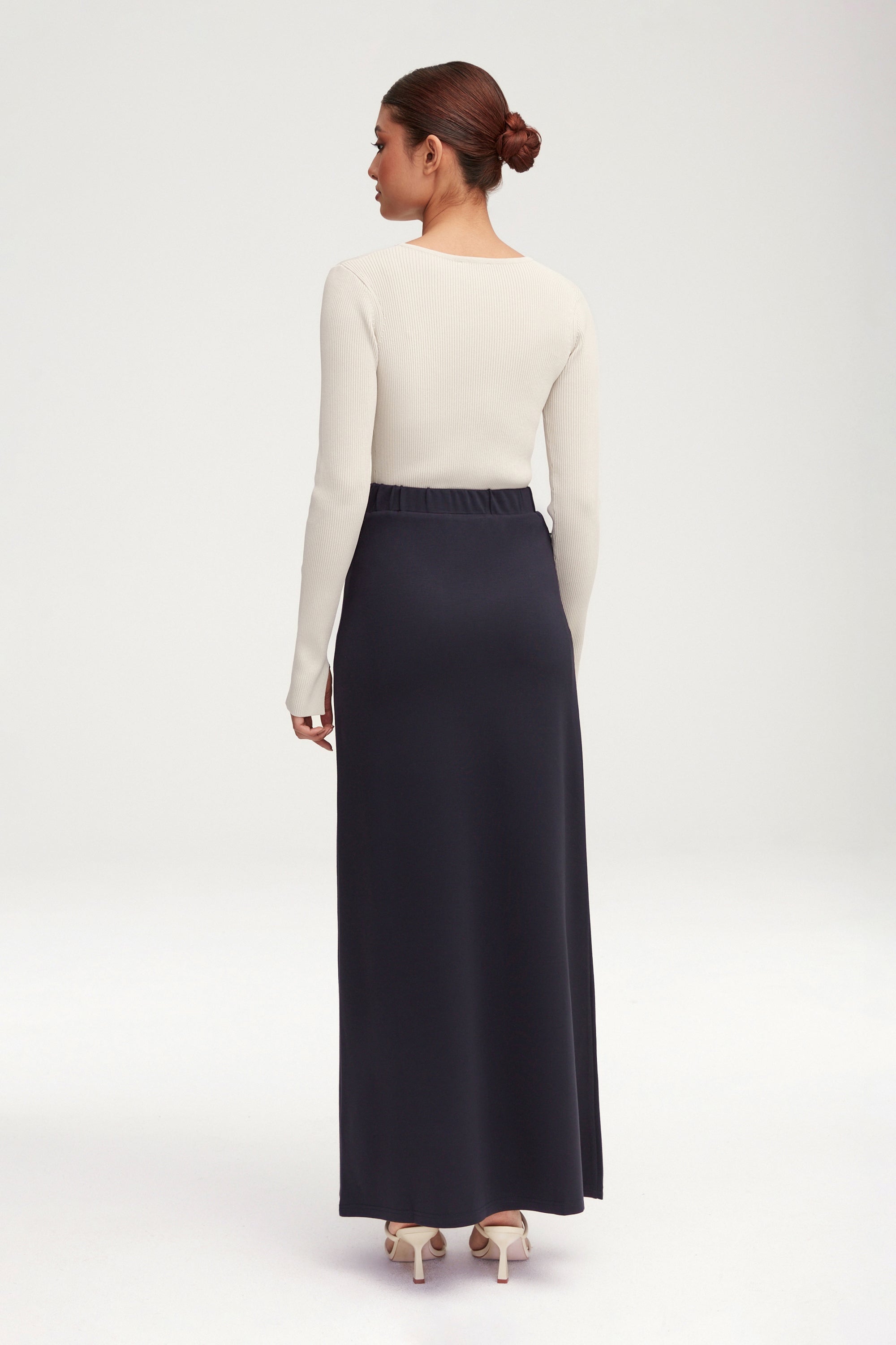 Essential Jersey Maxi Skirt - Navy Blue Clothing Veiled 