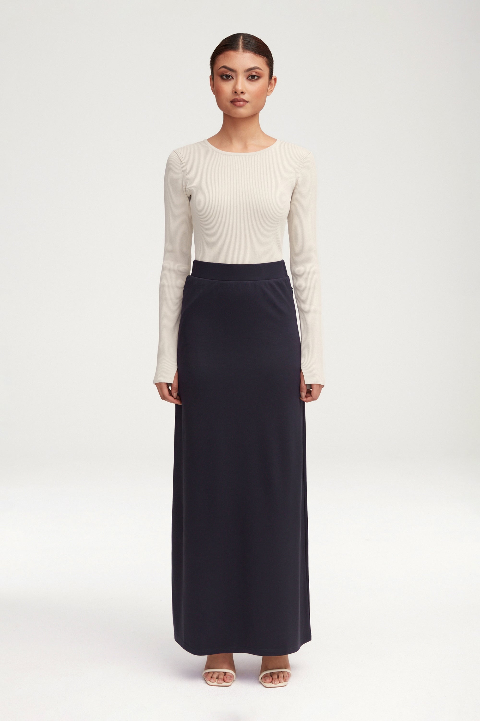 Essential Jersey Maxi Skirt - Navy Blue Clothing Veiled 