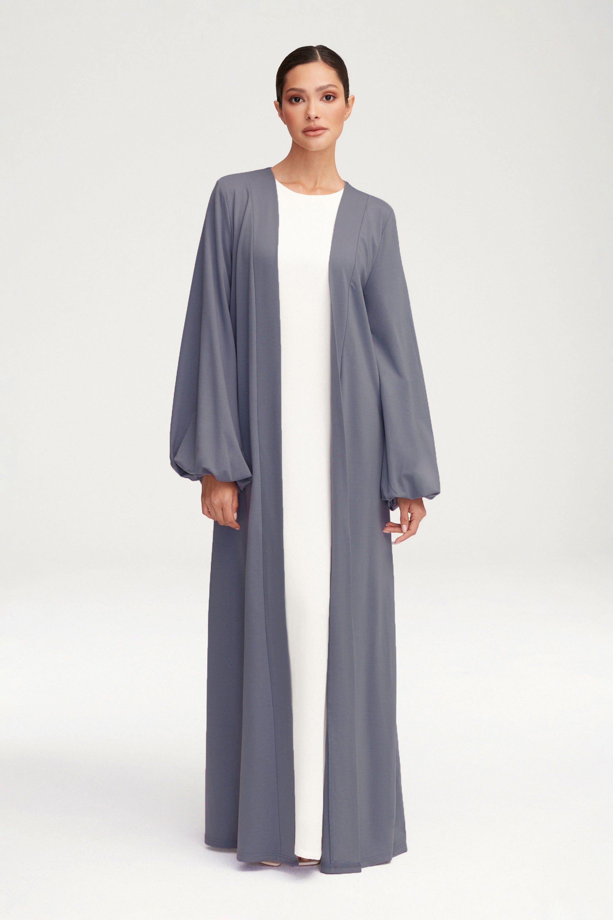 Essential Jersey Open Abaya - Denim Clothing Veiled 