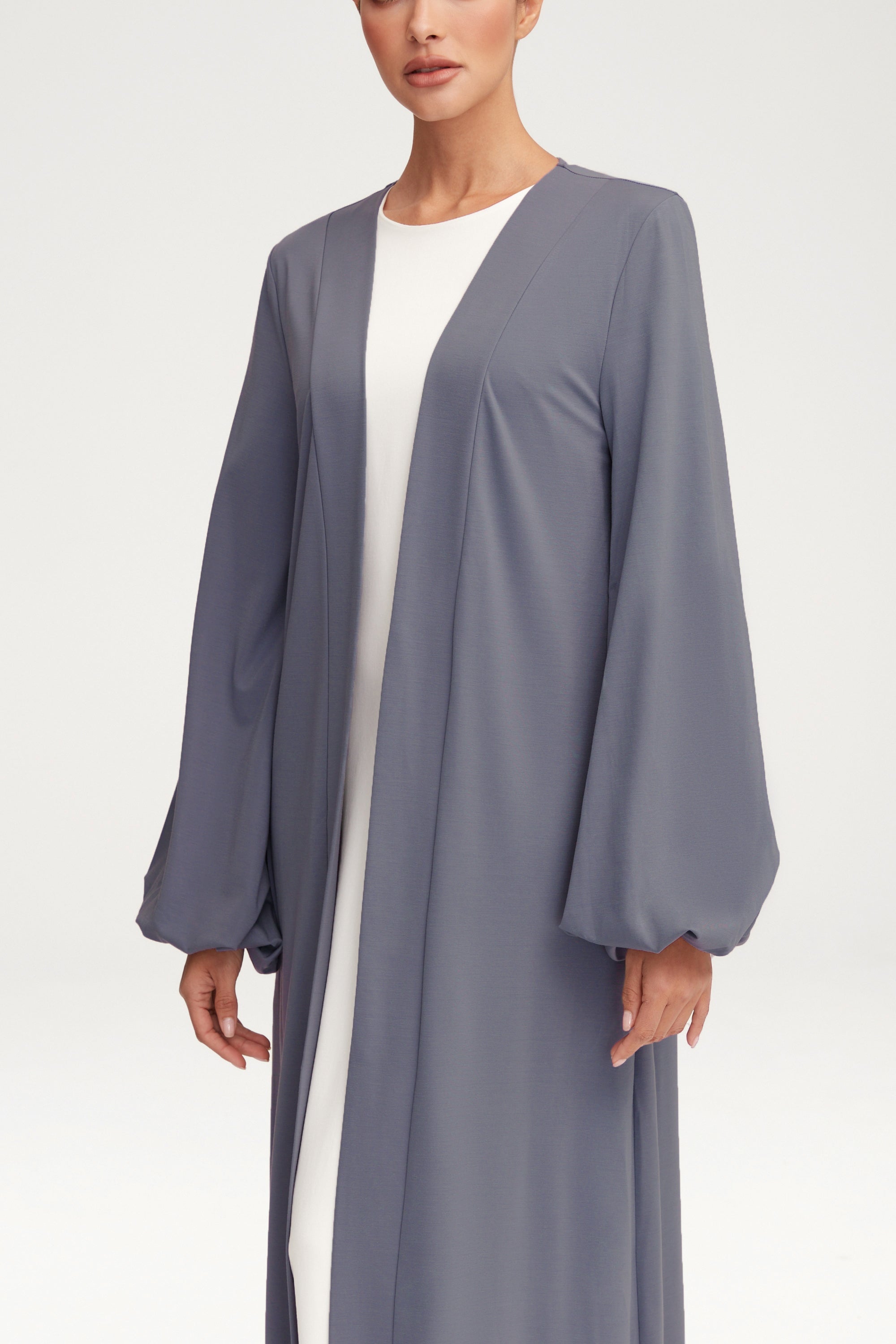Essential Jersey Open Abaya - Denim Clothing Veiled 
