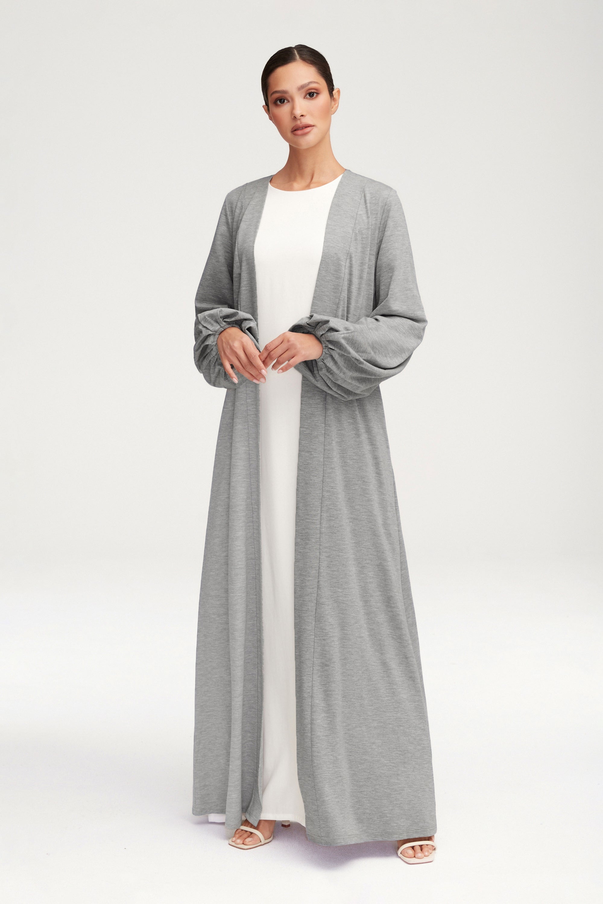 Essential Jersey Open Abaya - Heather Grey Clothing Veiled 