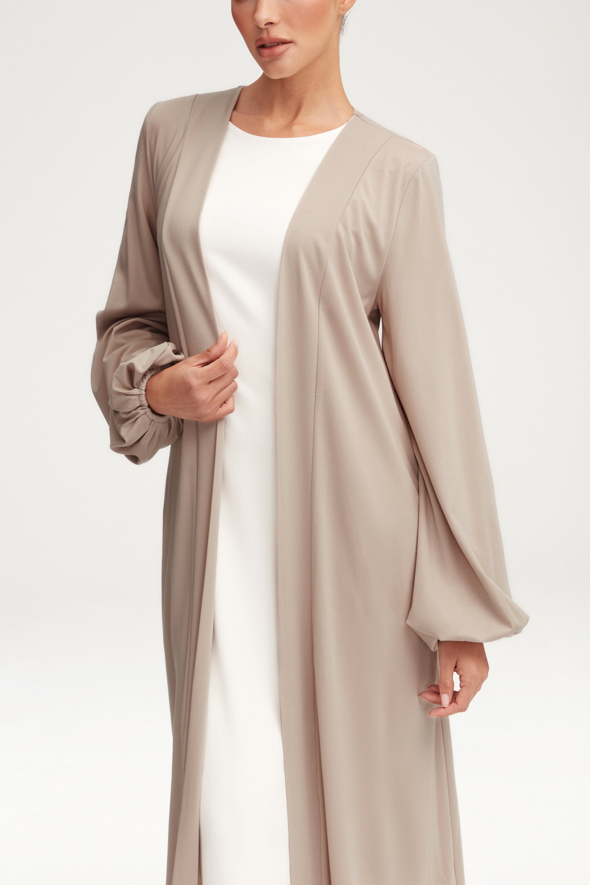 Essential Jersey Open Abaya - Stone Clothing Veiled 