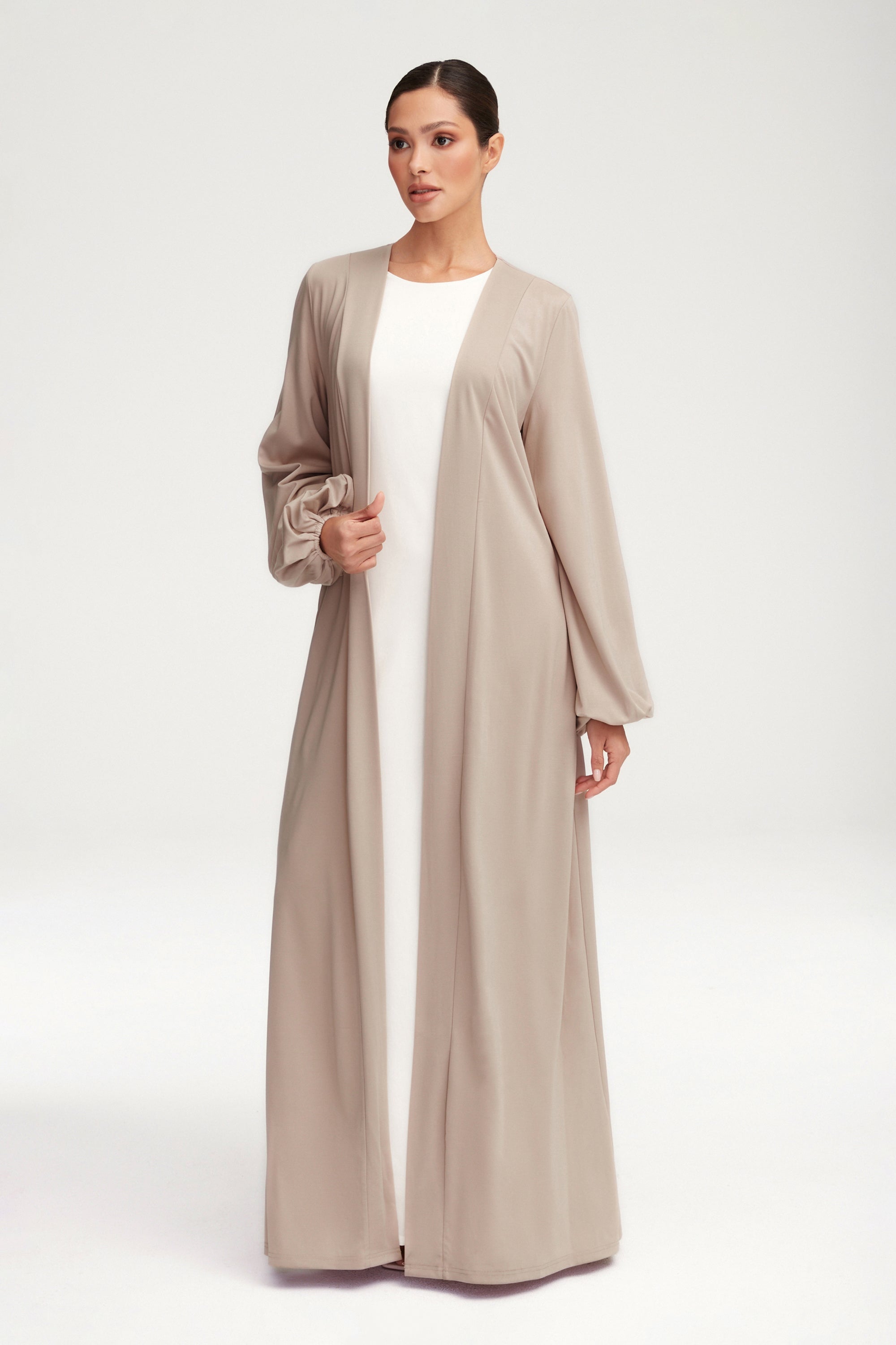 Essential Jersey Open Abaya - Stone Clothing Veiled 