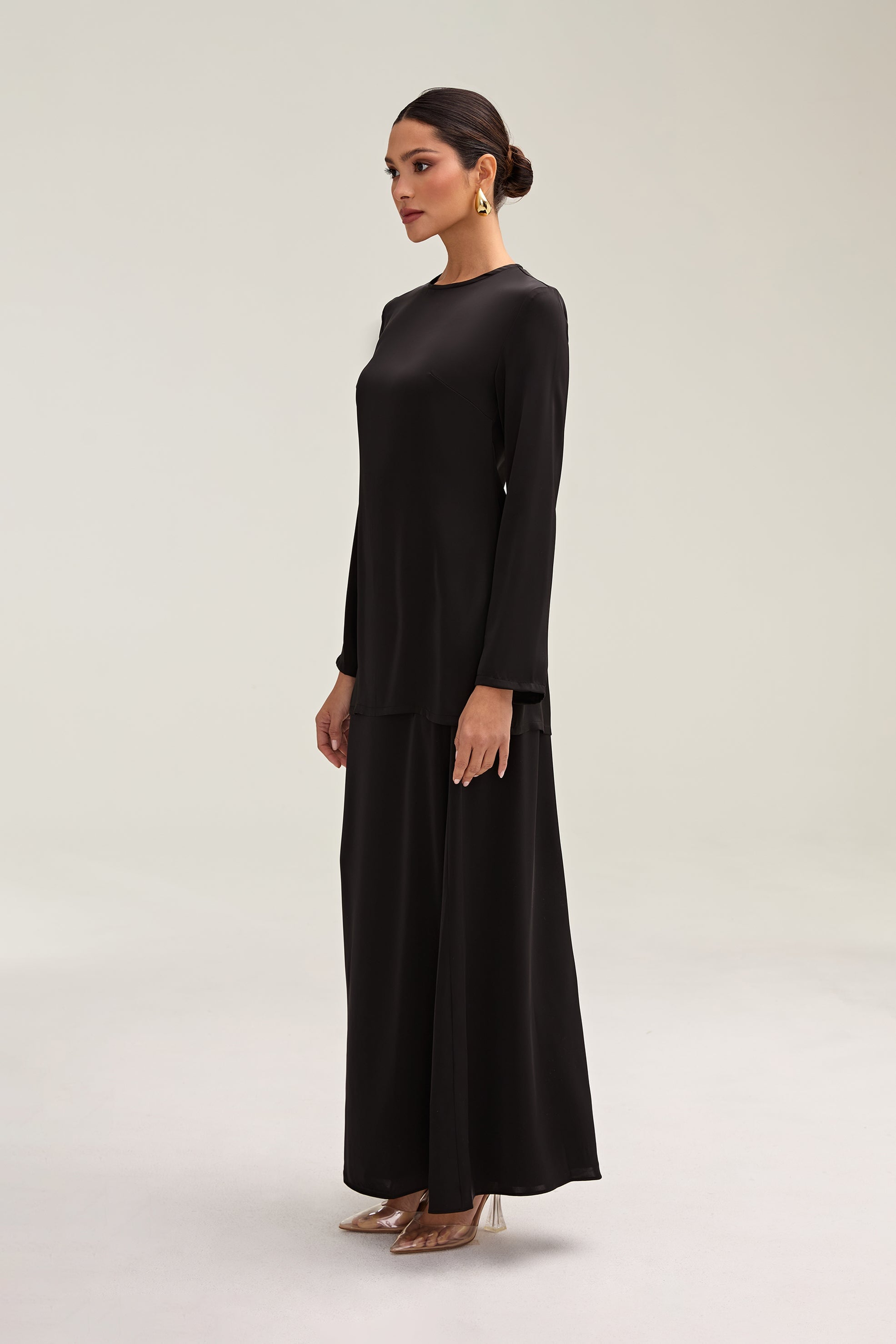 Essential Satin Maxi Skirt - Black Clothing Veiled 