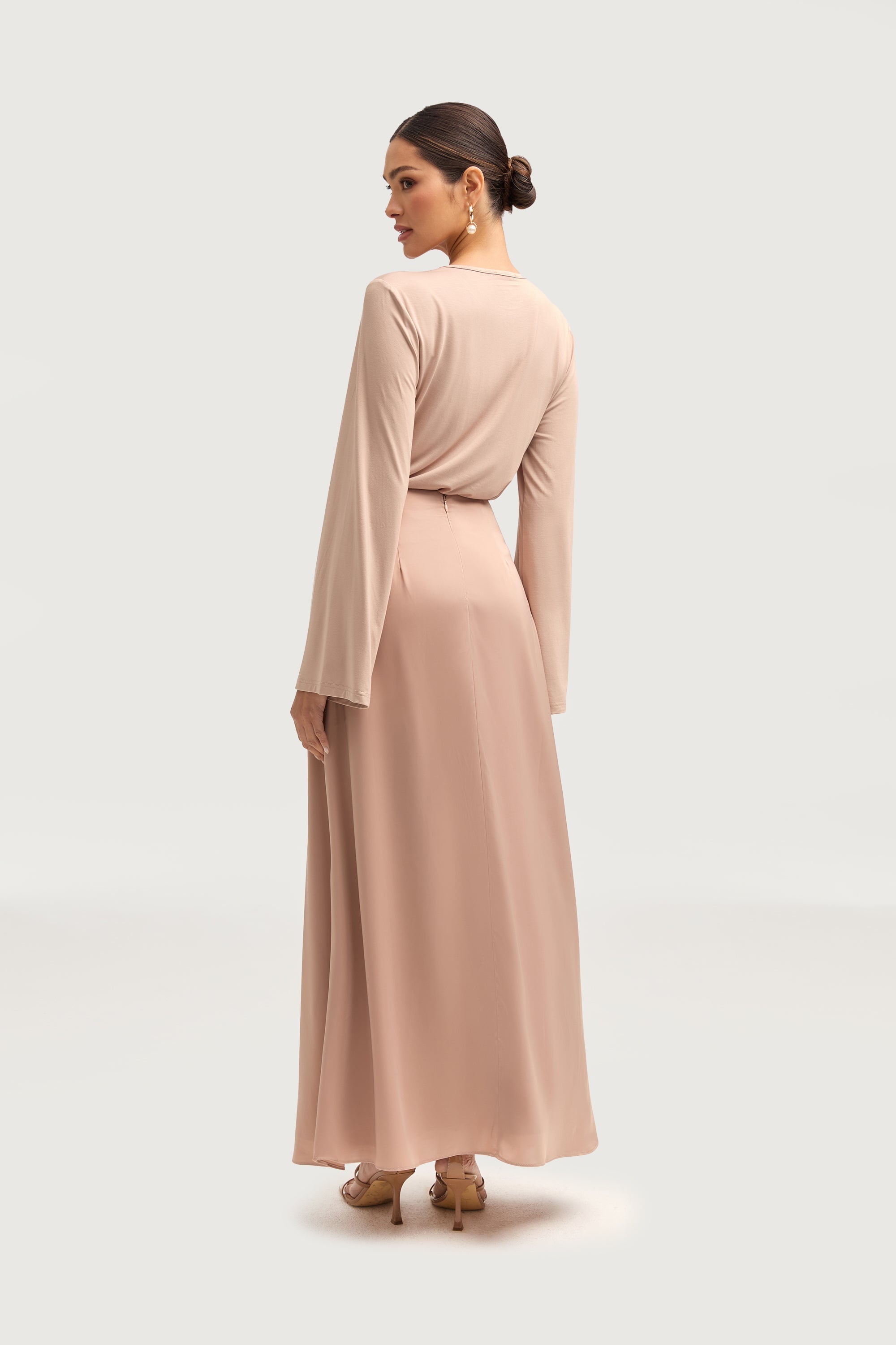 Essential Satin Maxi Skirt - Cafe au Lait Bottoms Veiled 