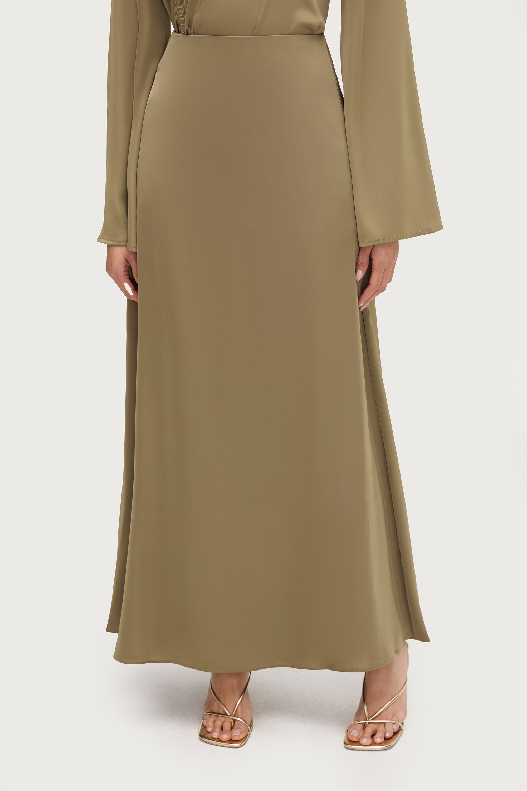 Essential Satin Maxi Skirt - Desert Palm Bottoms Veiled 