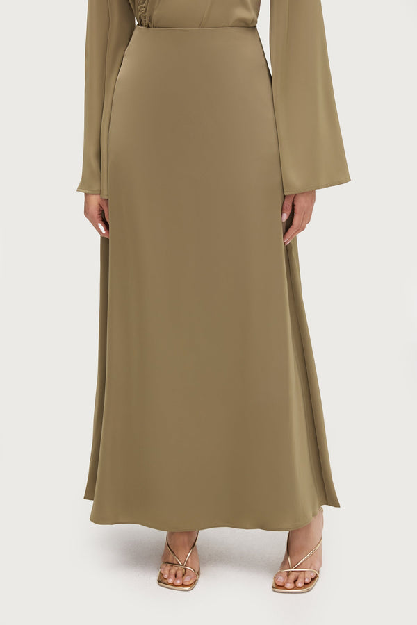 Essential Satin Maxi Skirt - Desert Palm Bottoms Veiled 