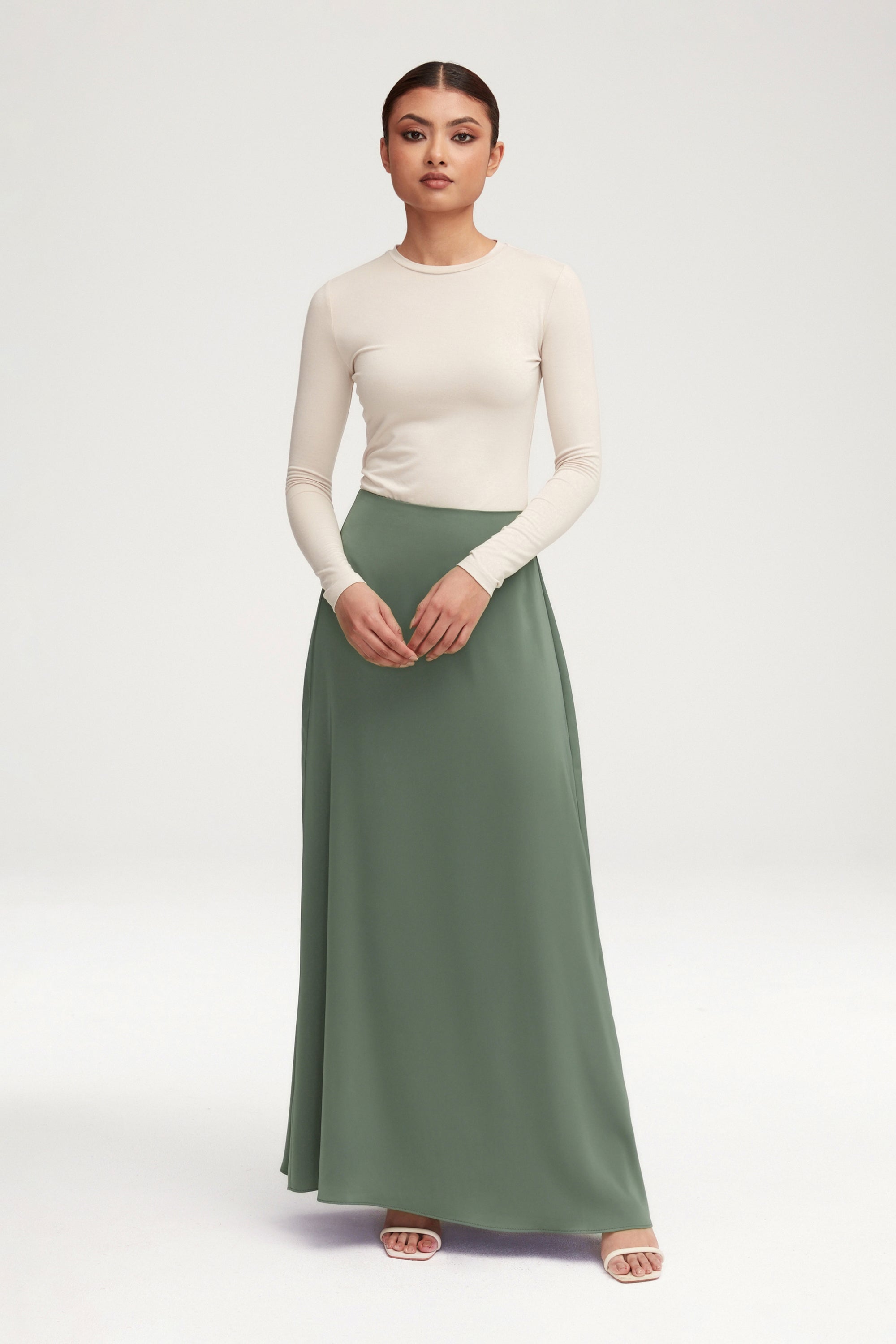 Essential Satin Maxi Skirt - Sage Clothing Veiled 