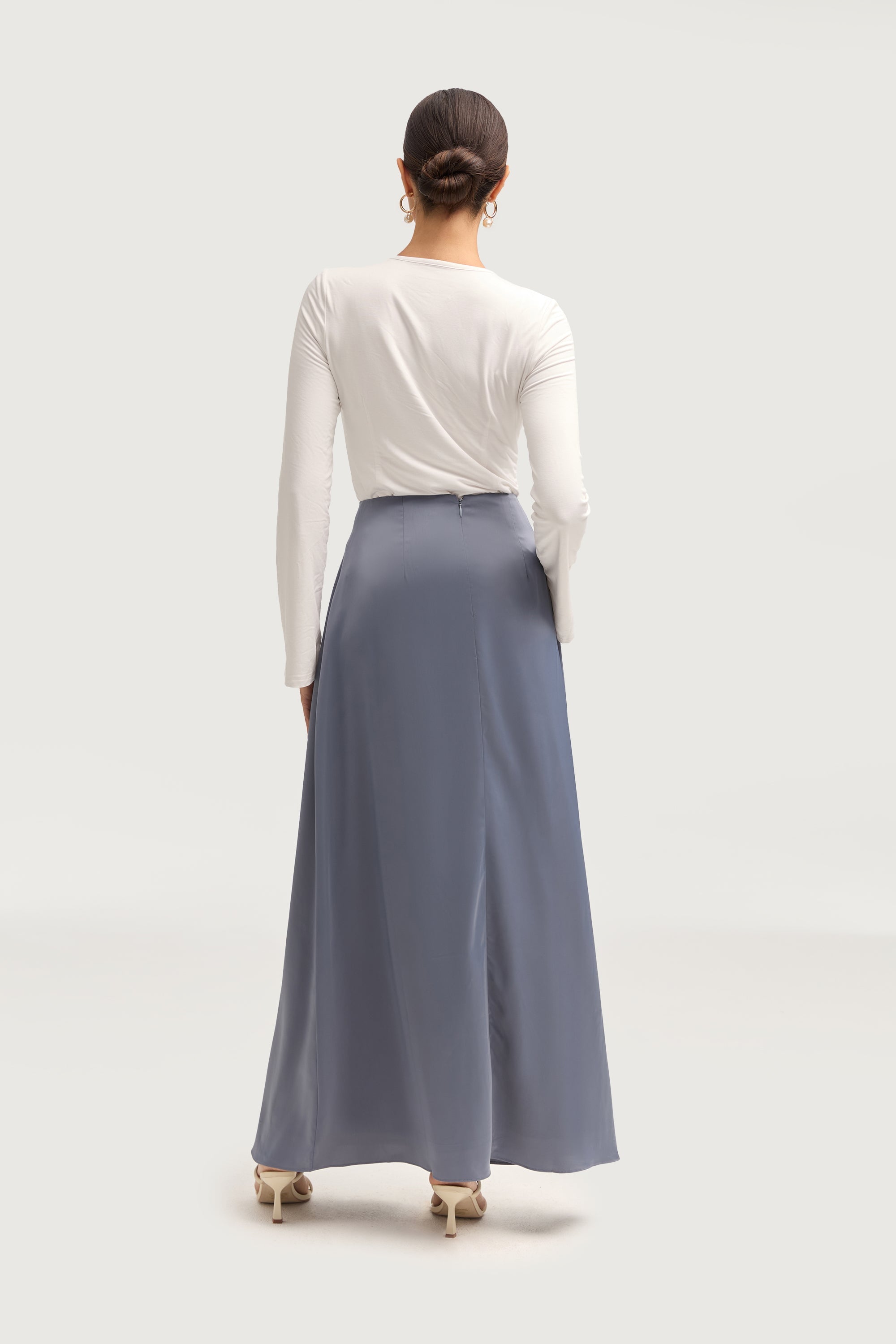 Essential Satin Maxi Skirt - Winter Blue Bottoms Veiled 